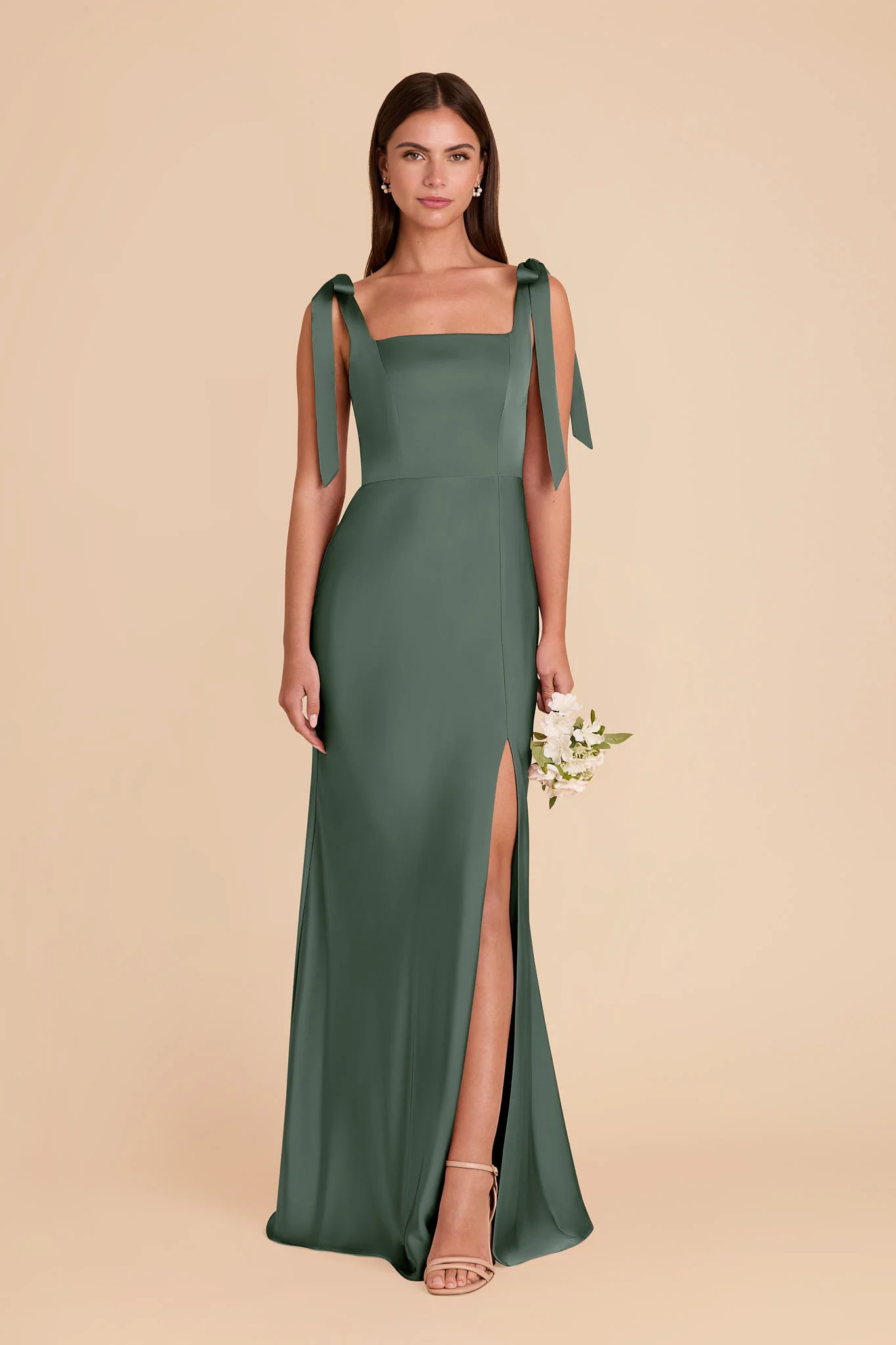 Alex Matte Satin Dress - Eucalyptus - Image 3