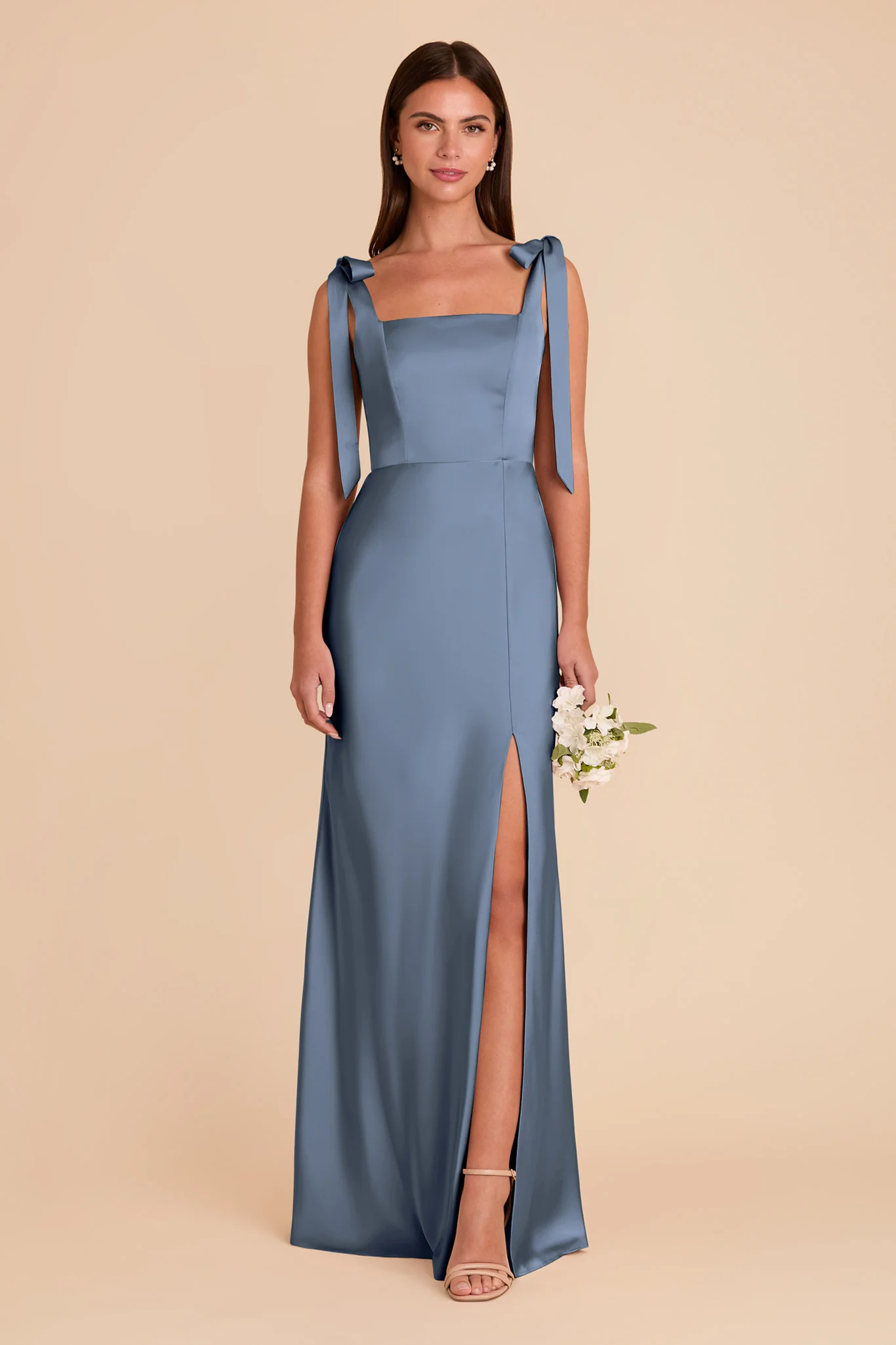 Alex Matte Satin Dress - French Blue - Image 3