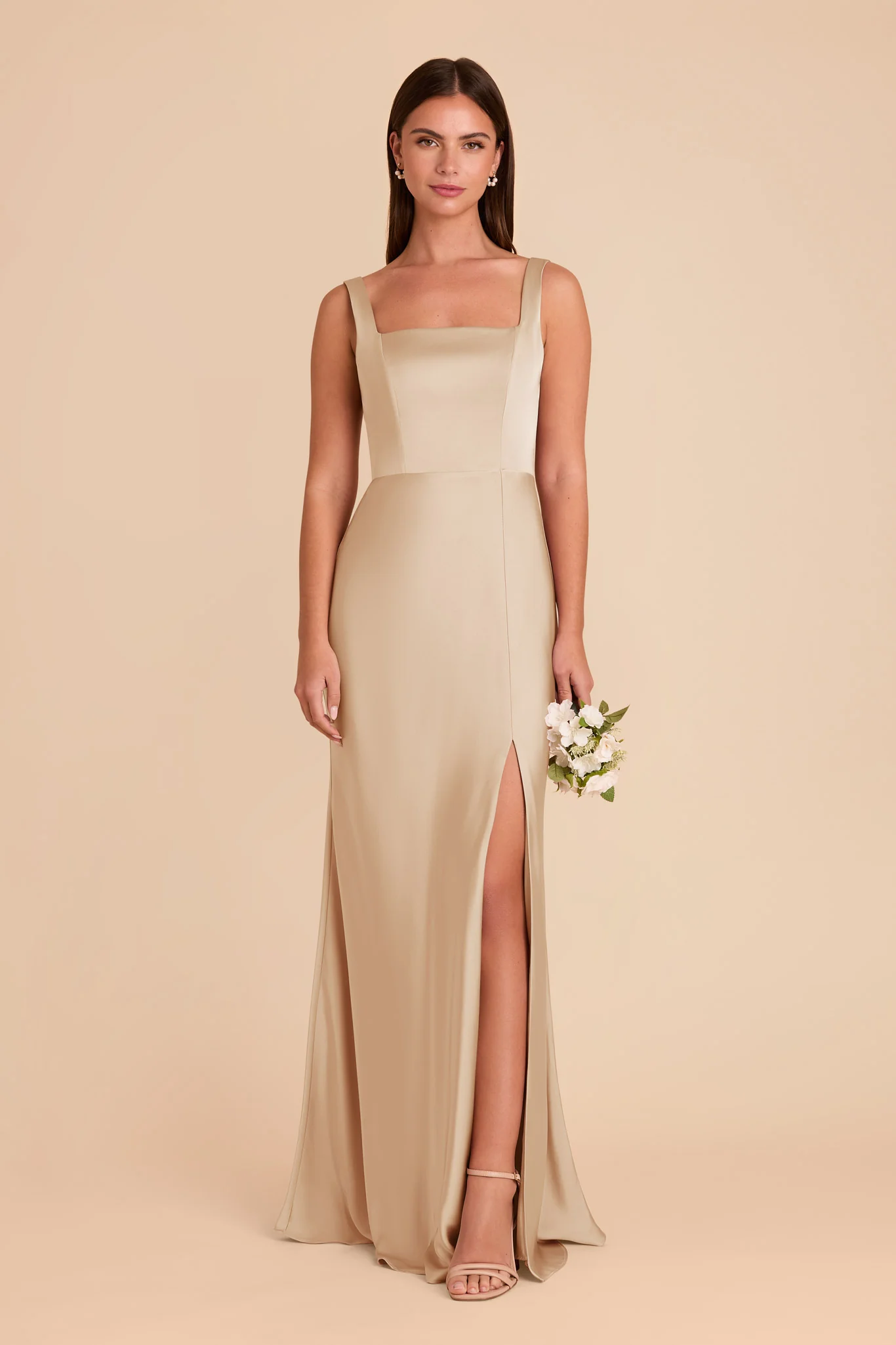 Alex Matte Satin Dress - Gold - Image 3