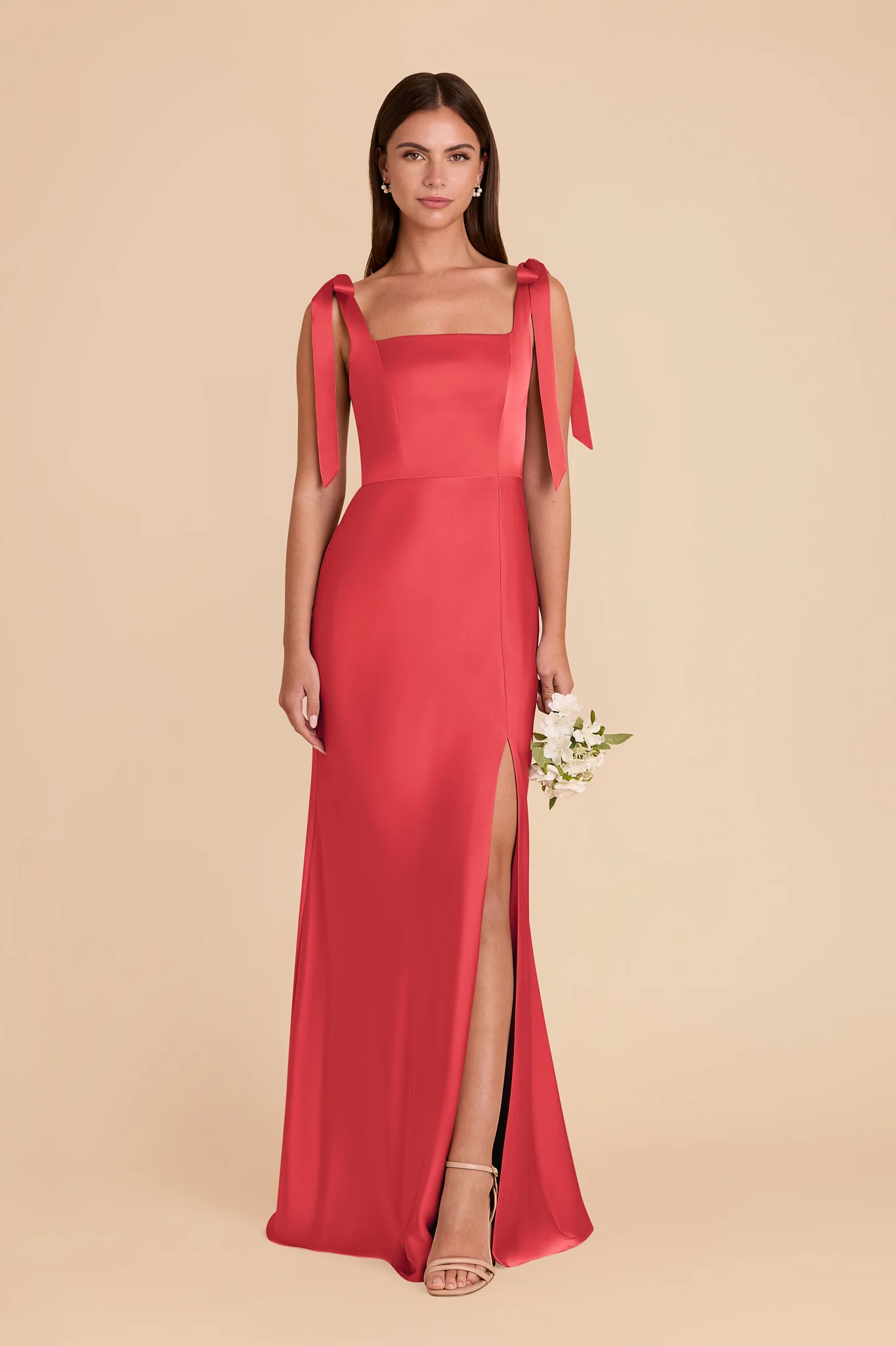 Alex Matte Satin Dress - Guava - Image 2