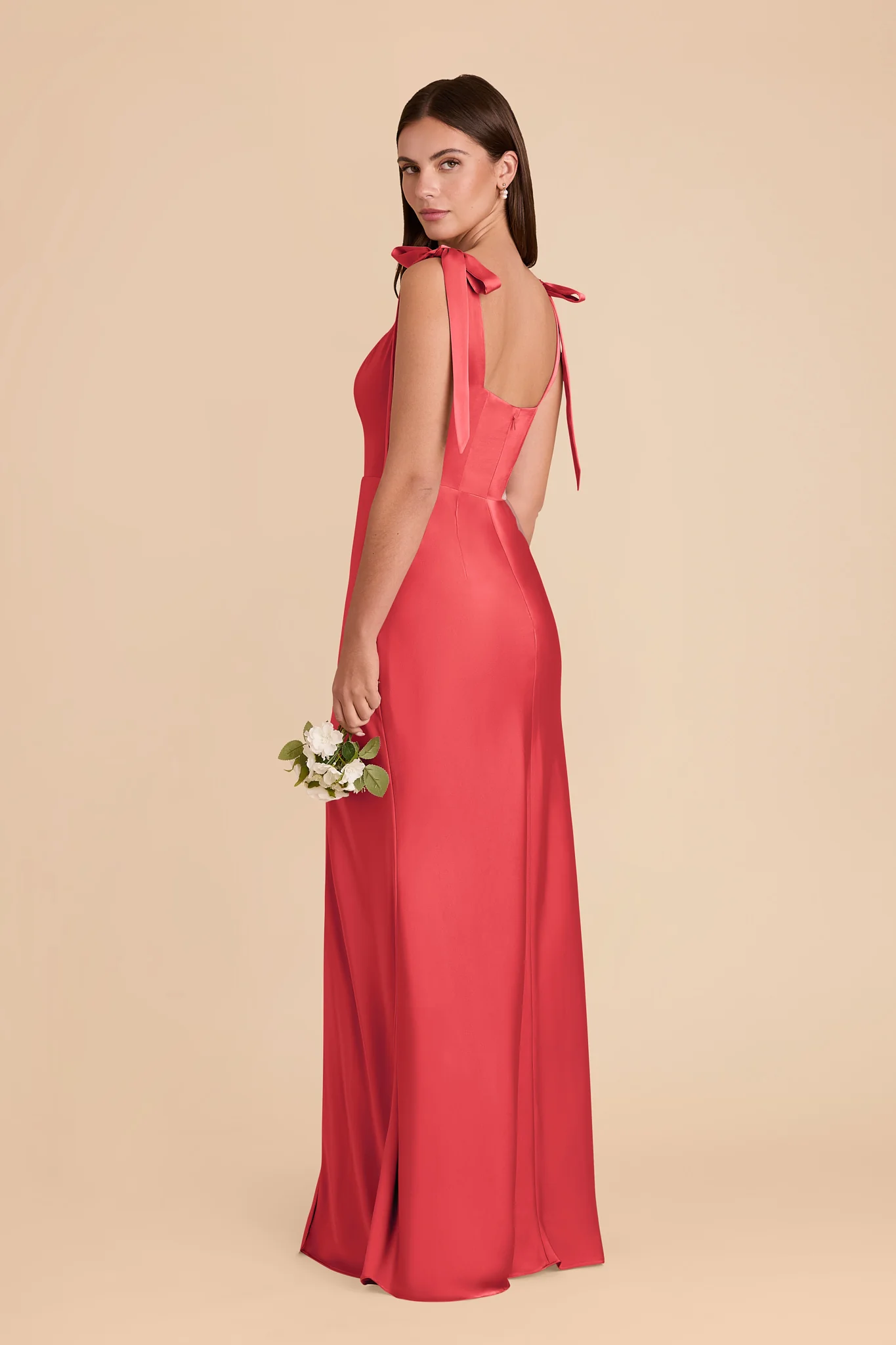 Alex Matte Satin Dress - Guava - Image 3
