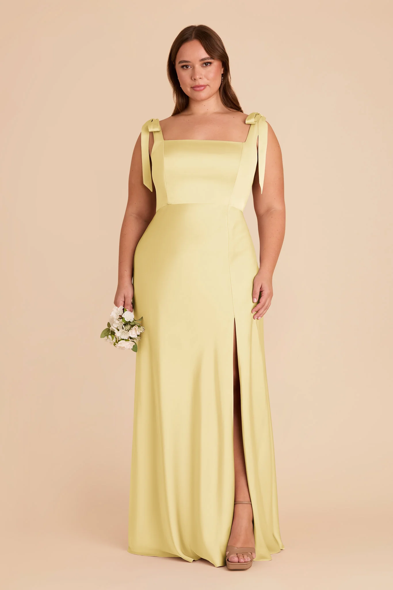 Alex Matte Satin Dress - Lemon Sorbet - Image 2