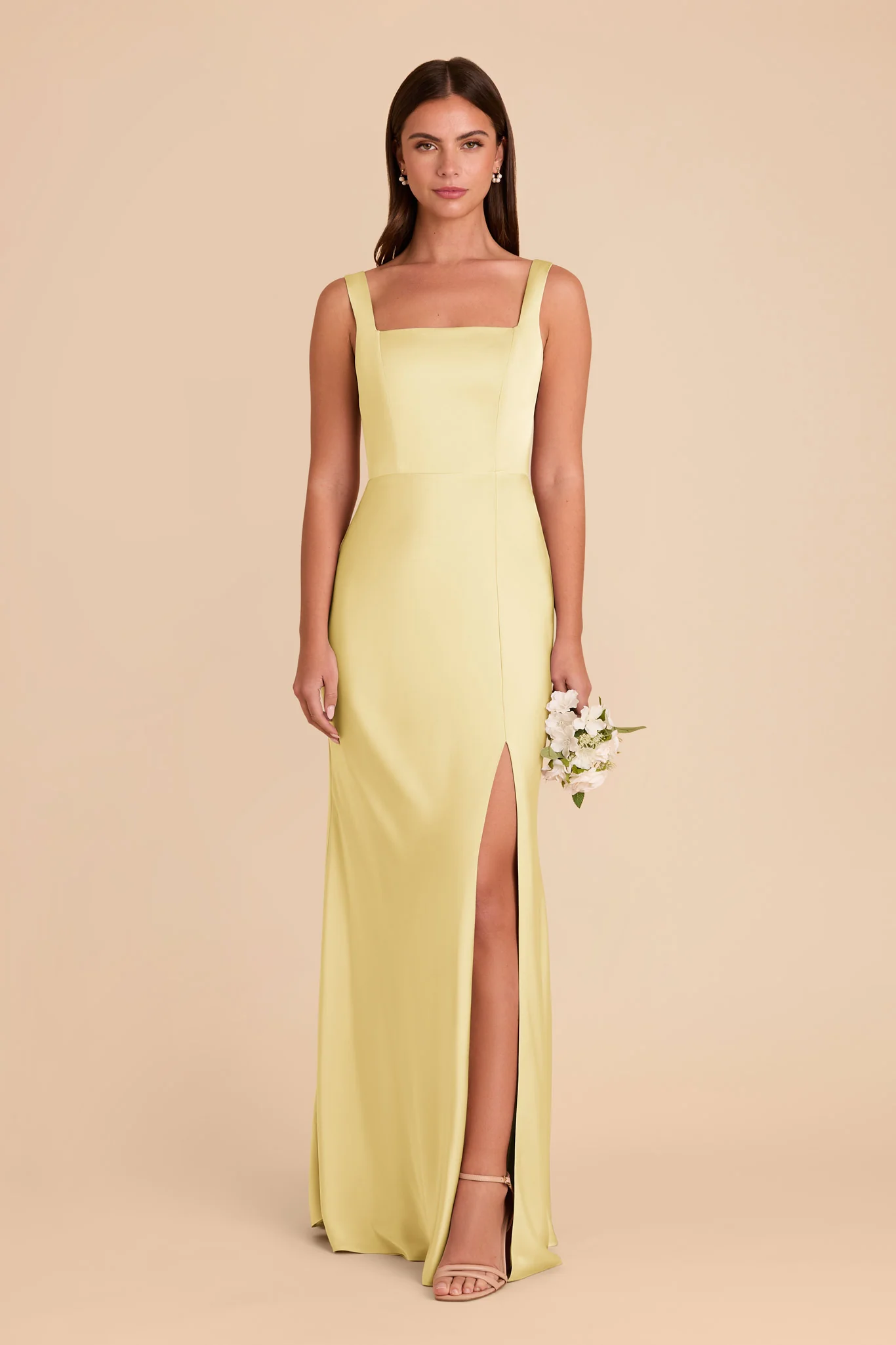 Alex Matte Satin Dress - Lemon Sorbet - Image 3
