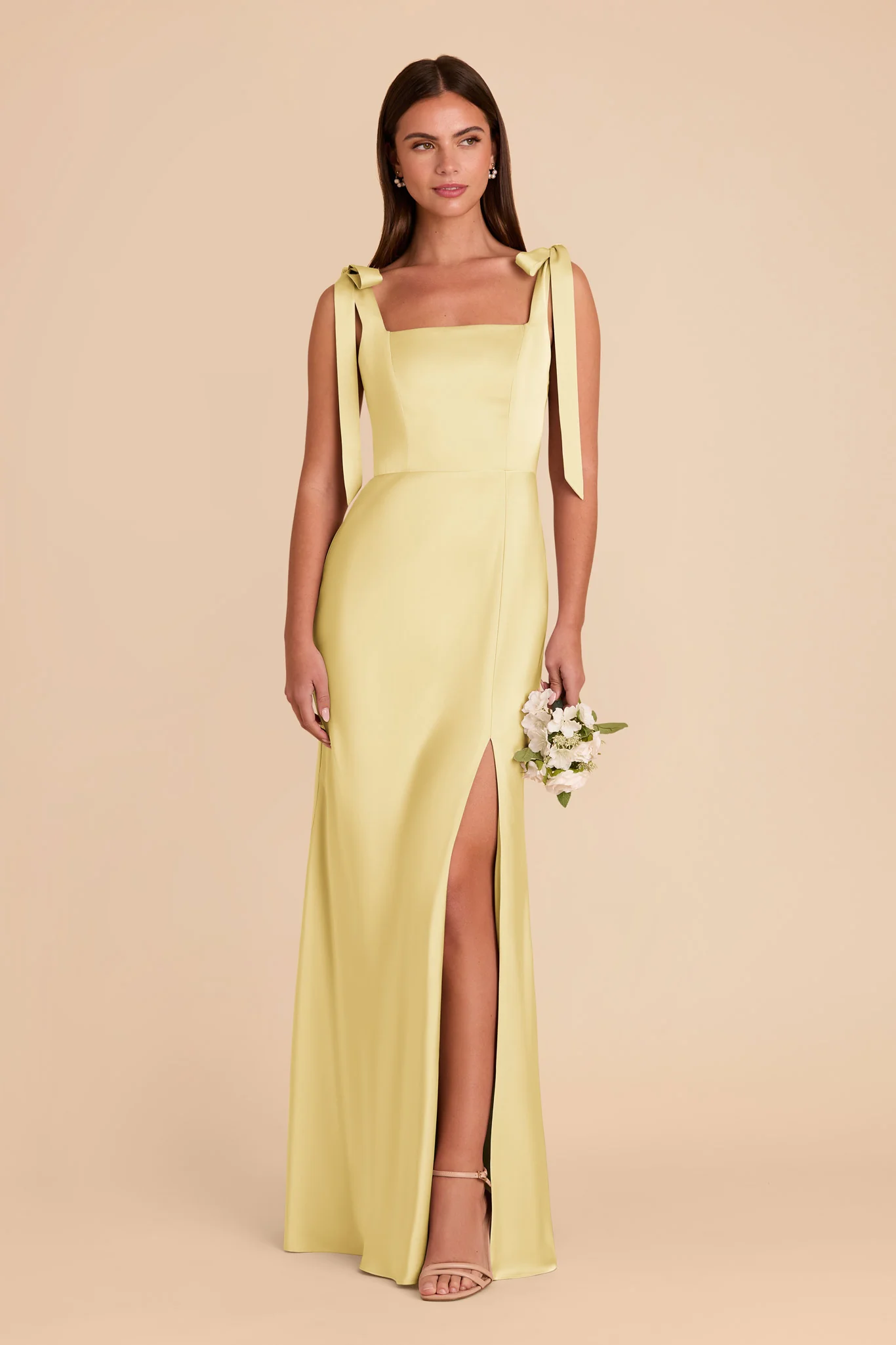 Alex Matte Satin Dress - Lemon Sorbet - Image 4