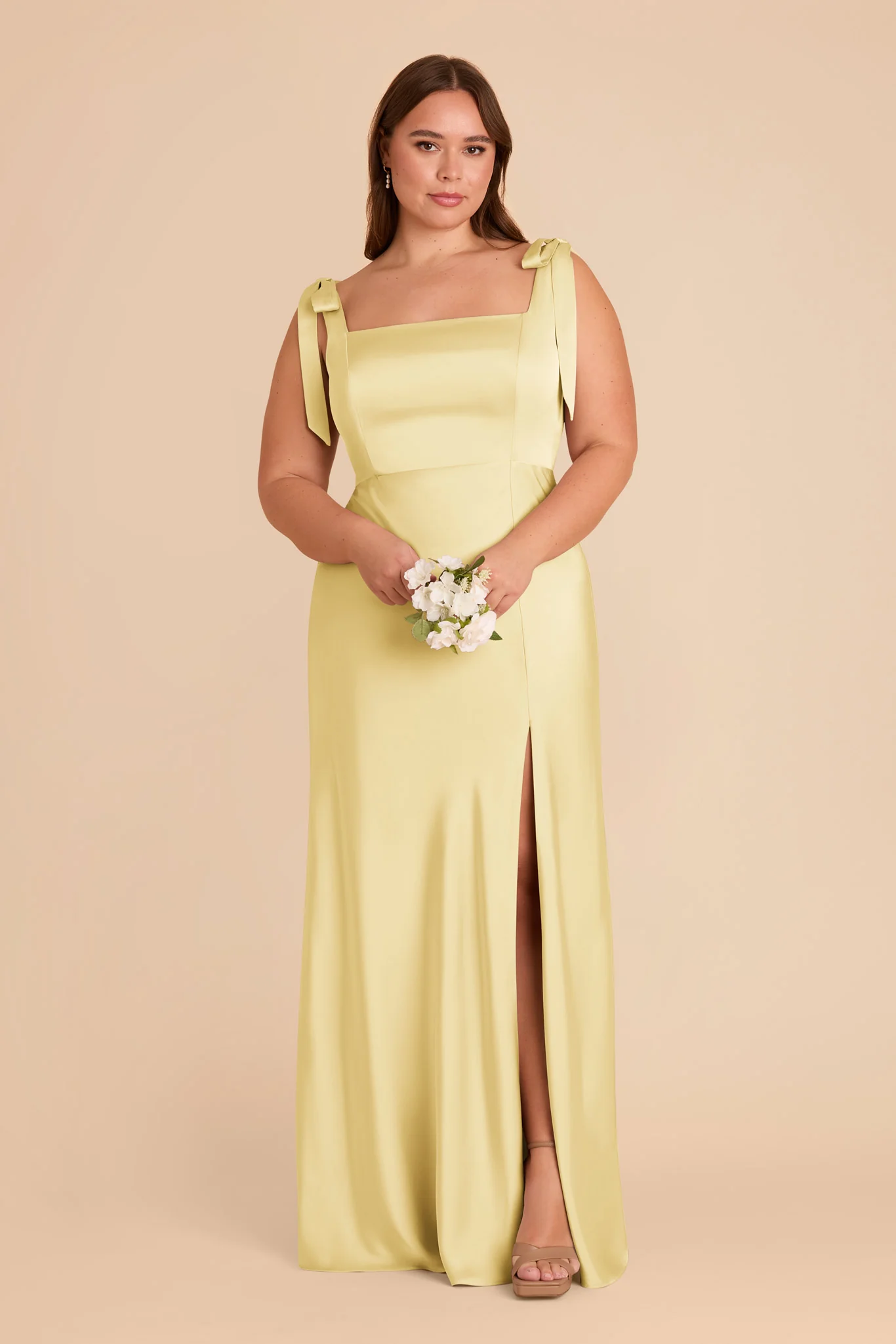 Alex Matte Satin Dress - Lemon Sorbet - Image 8