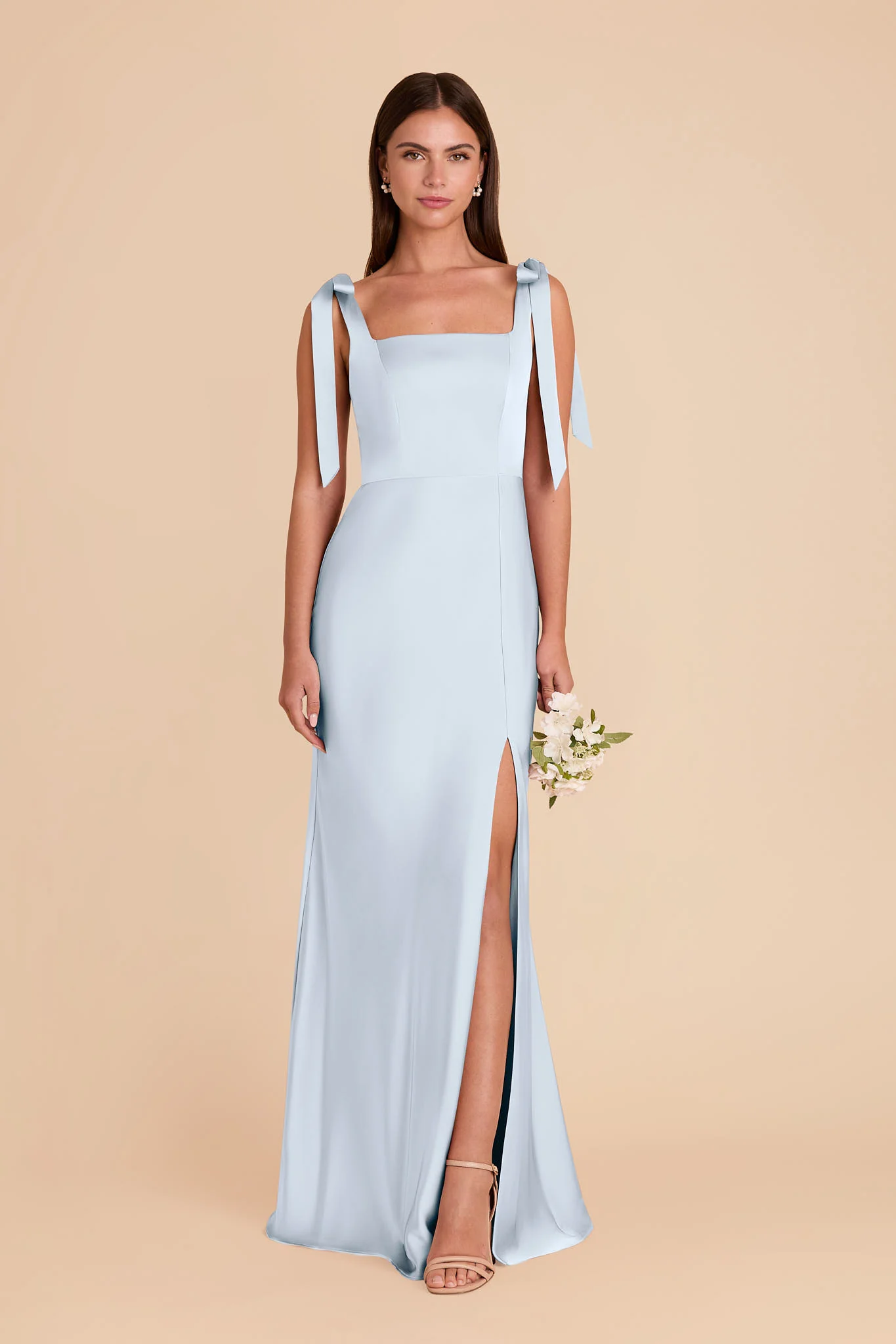 Alex Matte Satin Dress - Mist Blue - Image 3