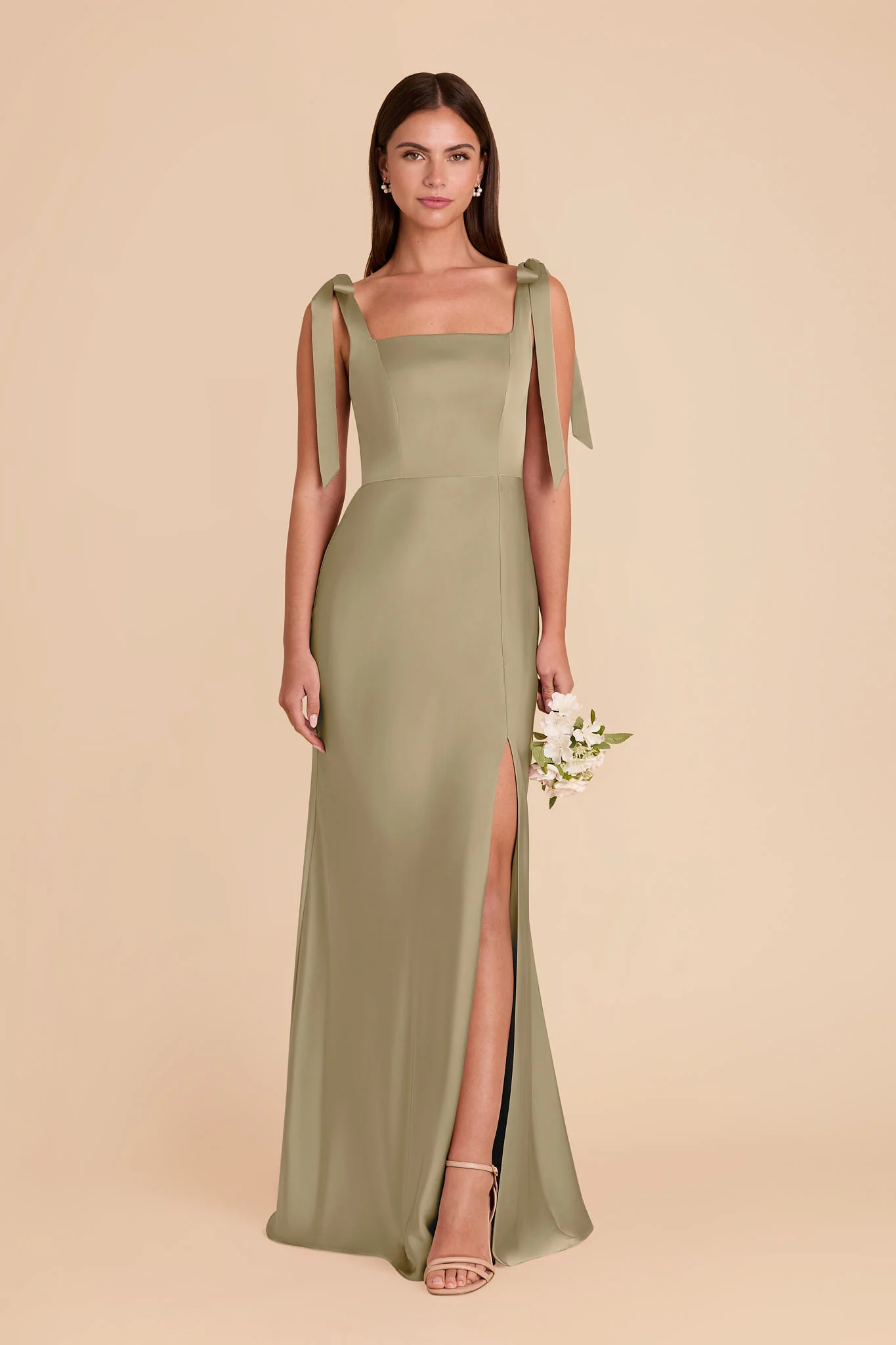 Alex Matte Satin Dress - Moss Green