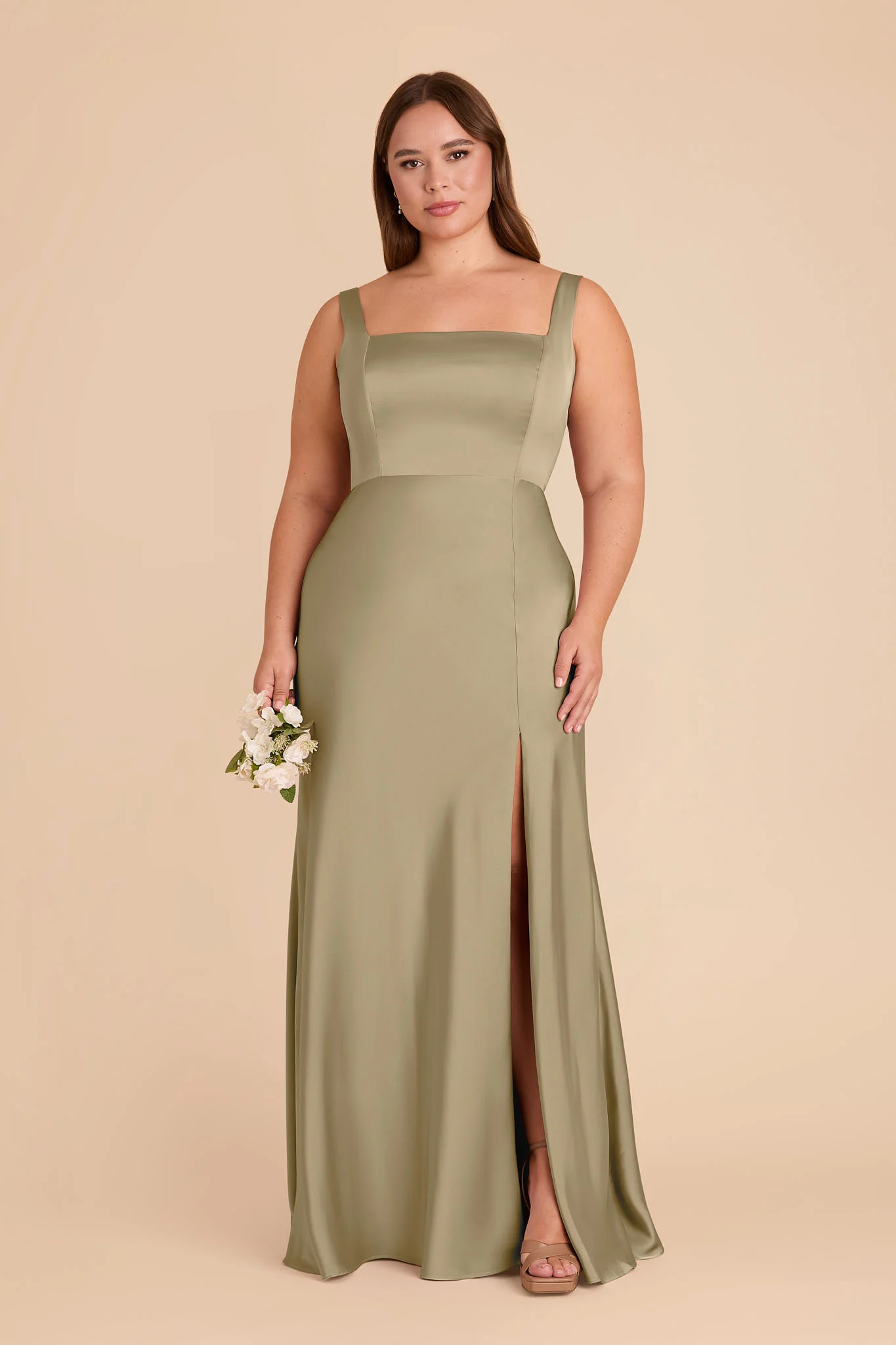 Alex Matte Satin Dress - Moss Green - Image 2