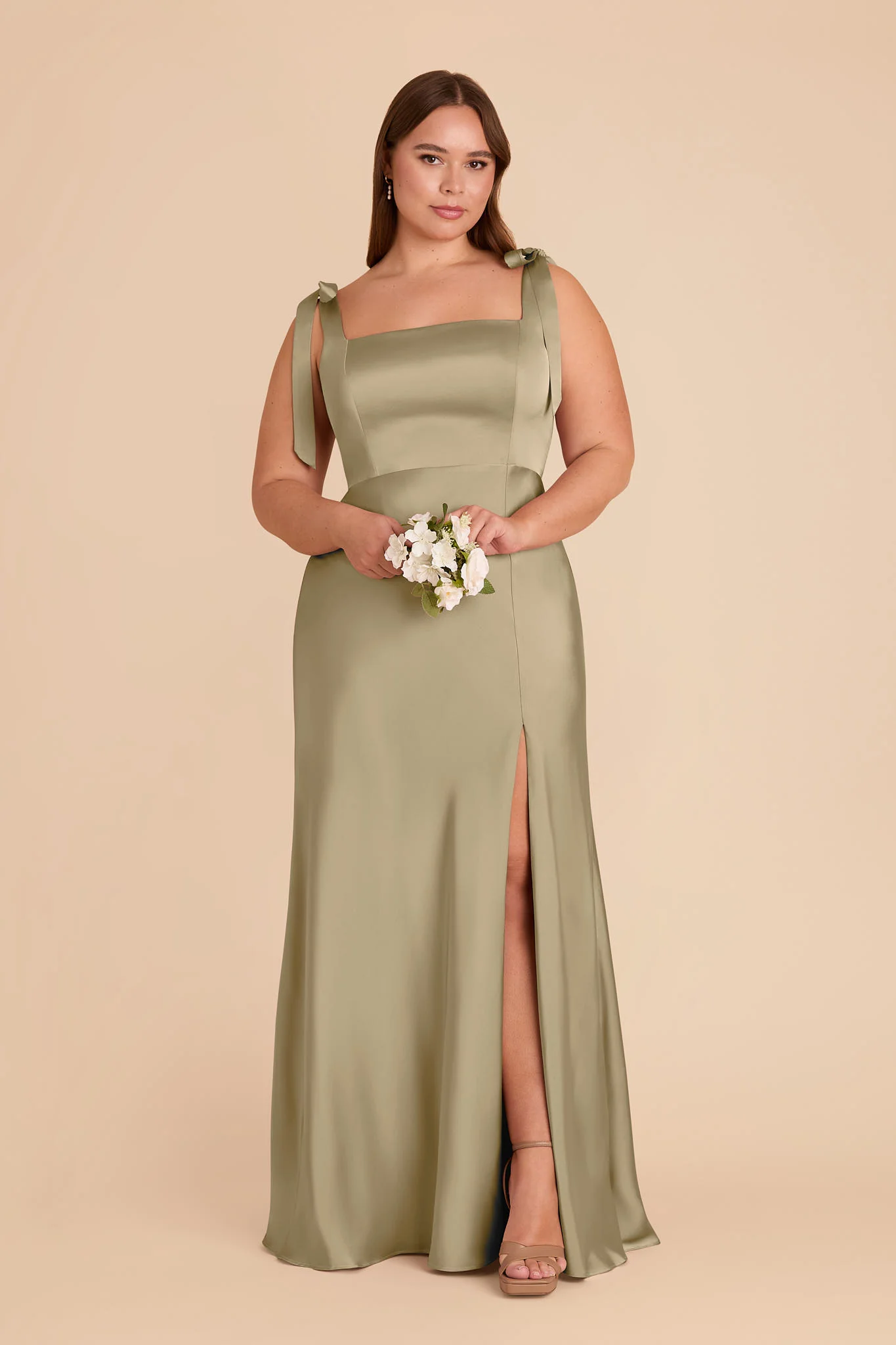 Alex Matte Satin Dress - Moss Green - Image 6