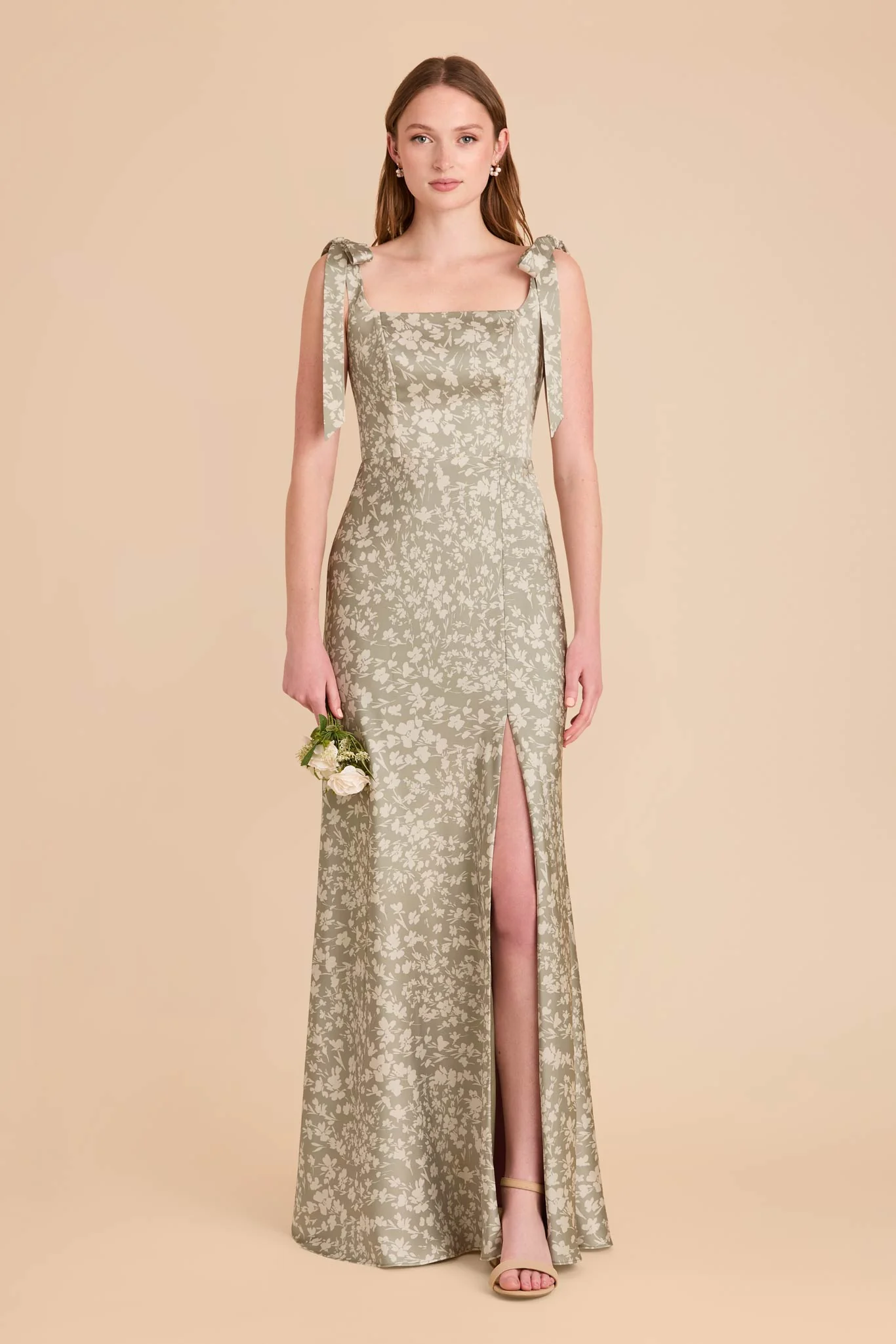 Alex Matte Satin Dress - Moss Green Dreamy Floral