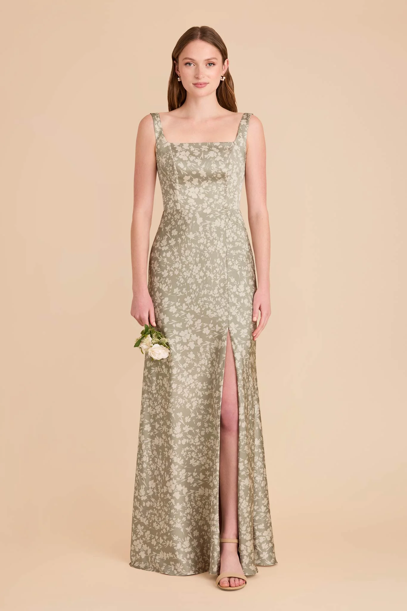 Alex Matte Satin Dress - Moss Green Dreamy Floral - Image 2