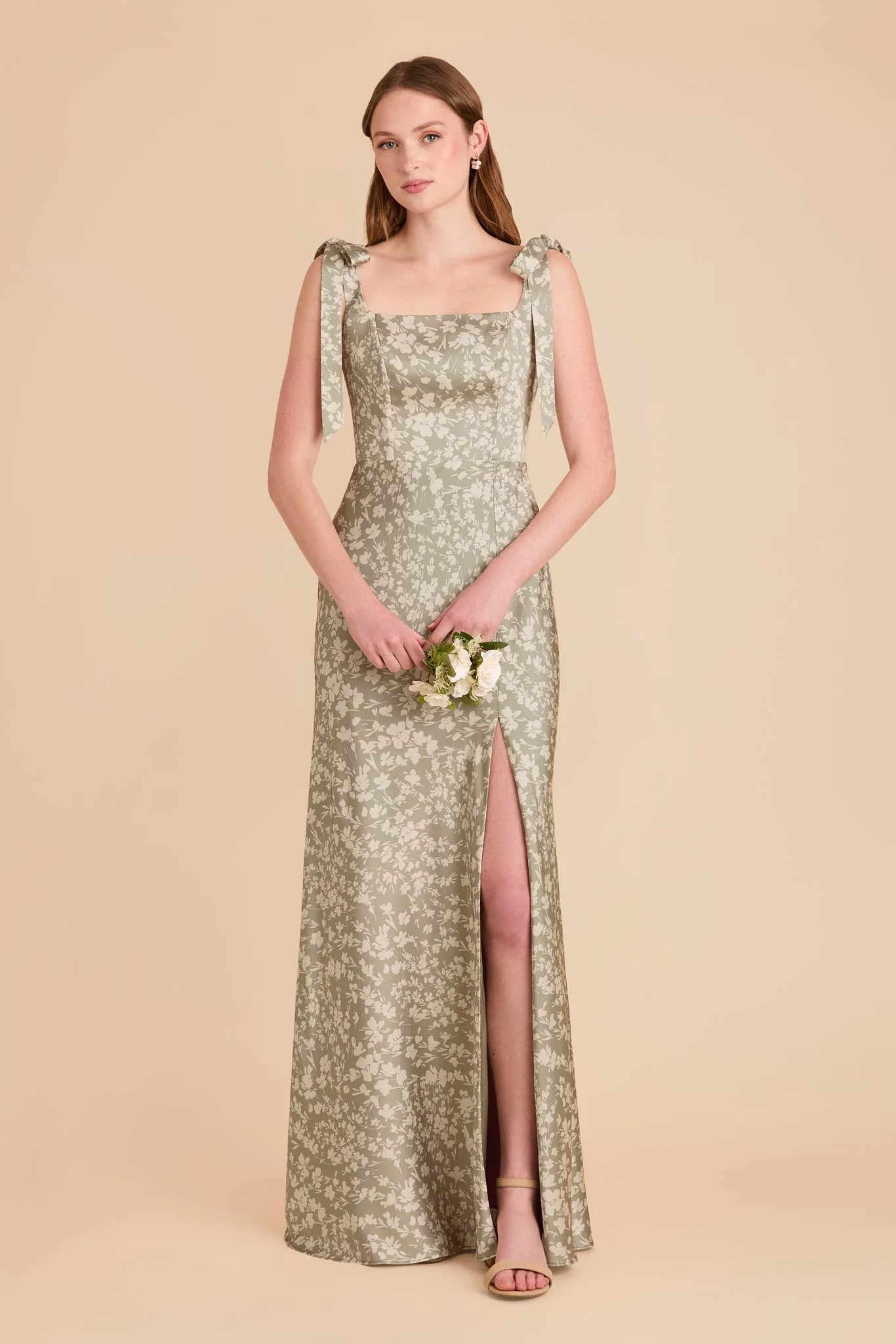 Alex Matte Satin Dress - Moss Green Dreamy Floral - Image 3