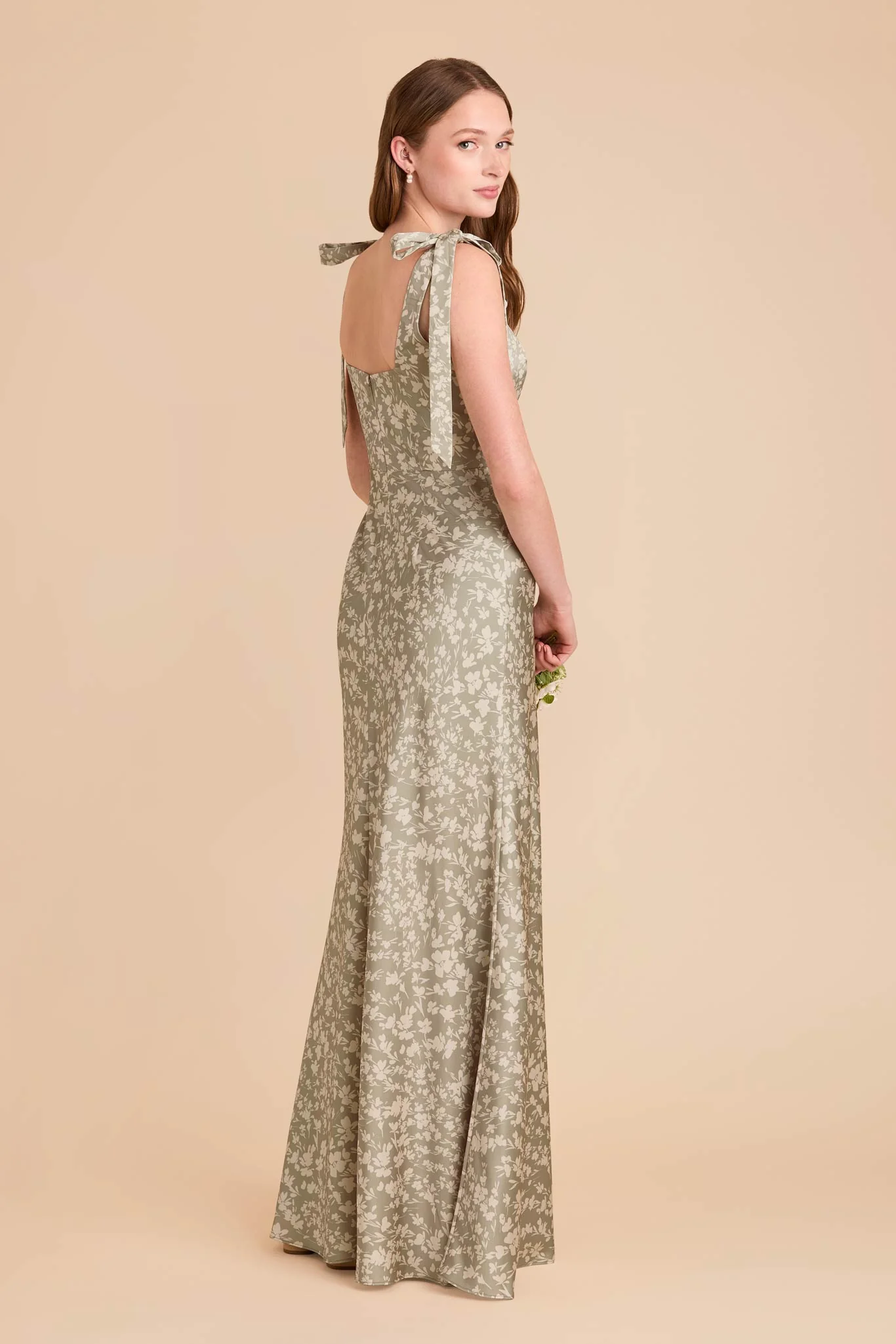 Alex Matte Satin Dress - Moss Green Dreamy Floral - Image 4
