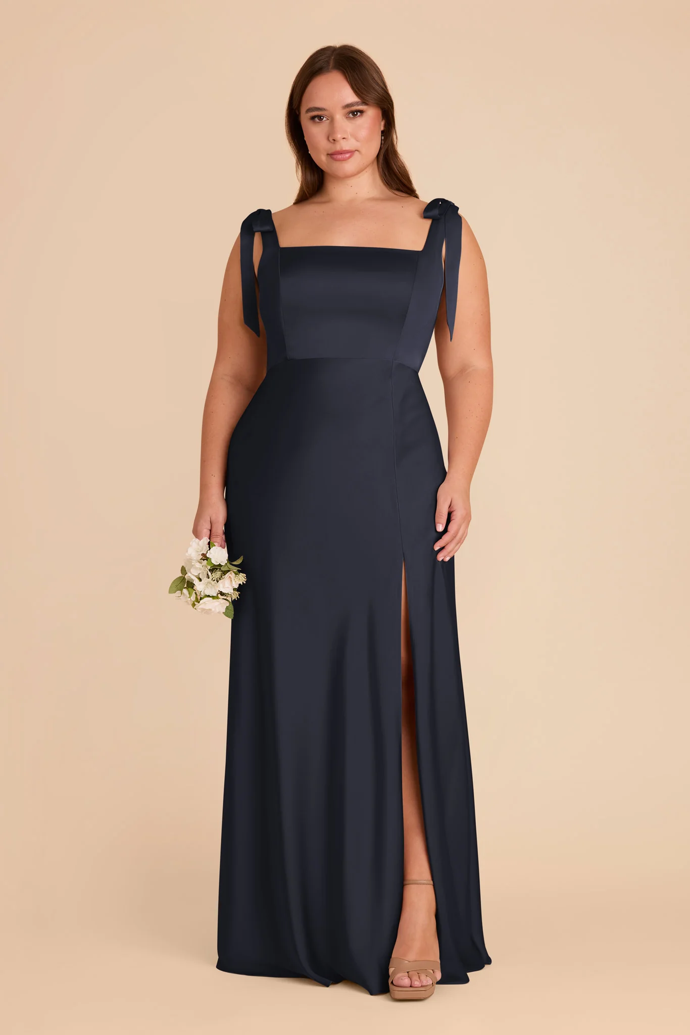 Alex Matte Satin Dress - Navy - Image 2
