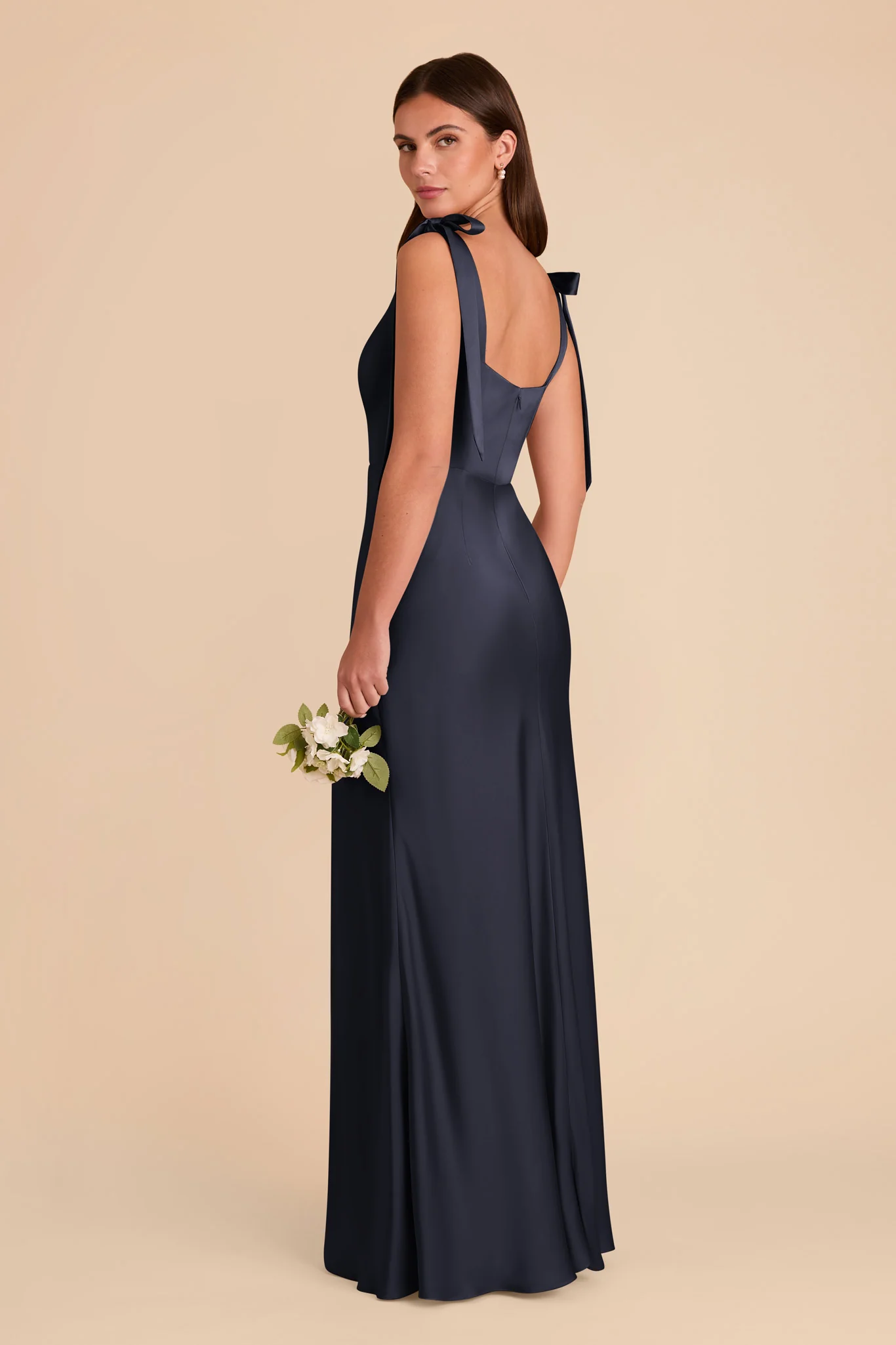 Alex Matte Satin Dress - Navy - Image 5