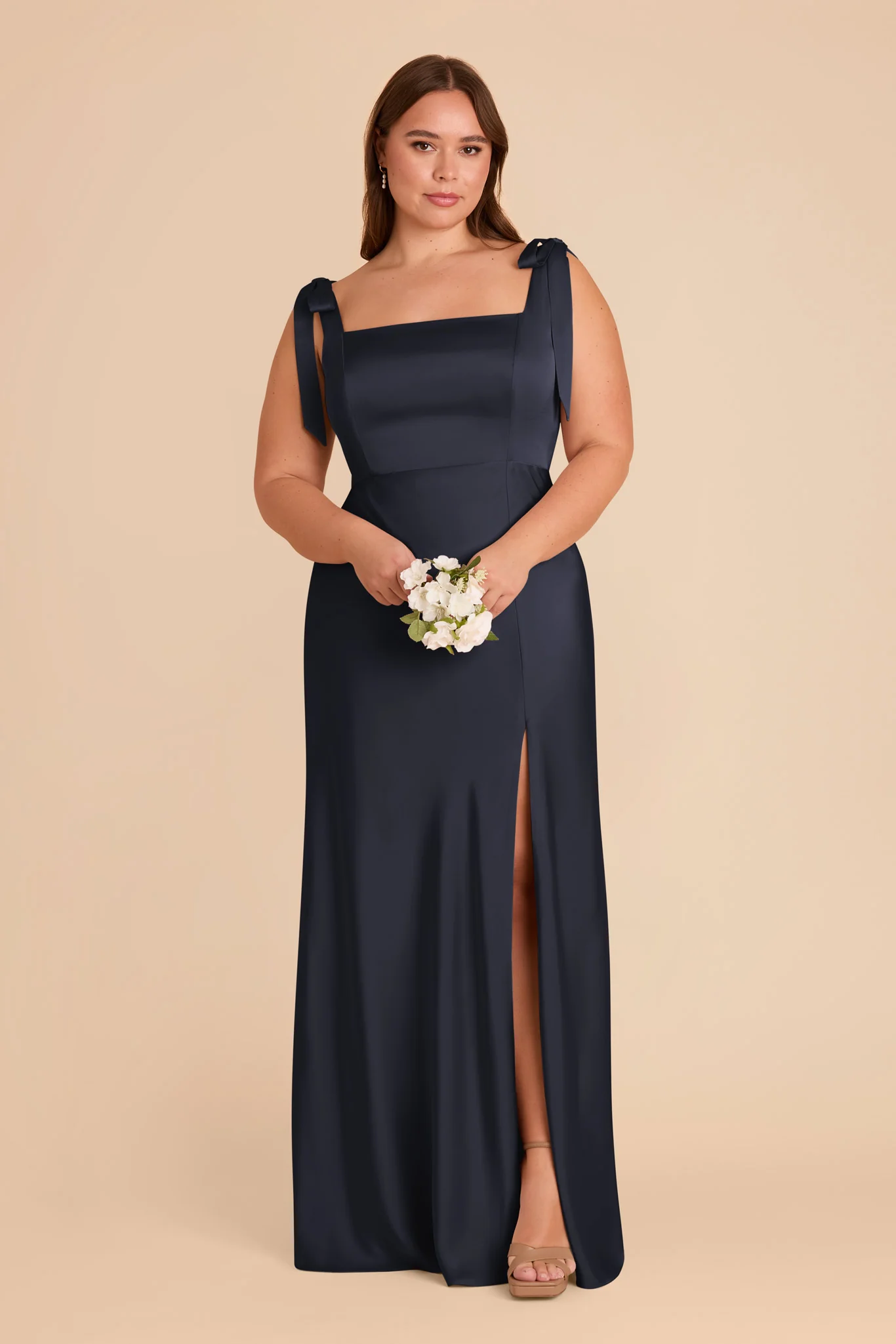 Alex Matte Satin Dress - Navy - Image 8