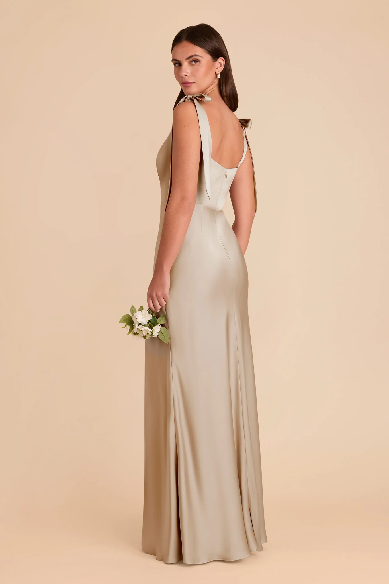 Alex Matte Satin Dress - Neutral Champagne - Image 5