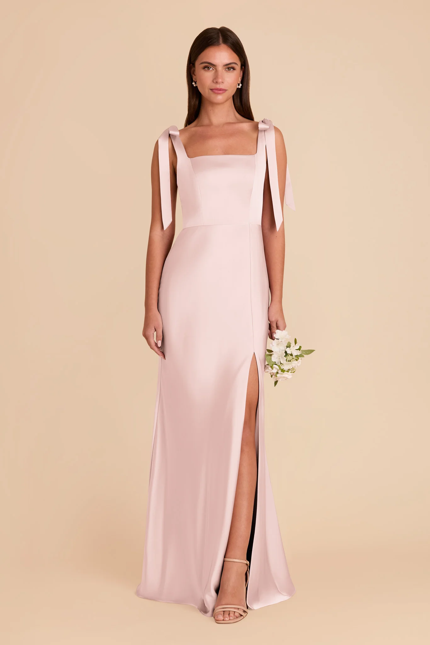 Alex Matte Satin Dress - Pale Blush