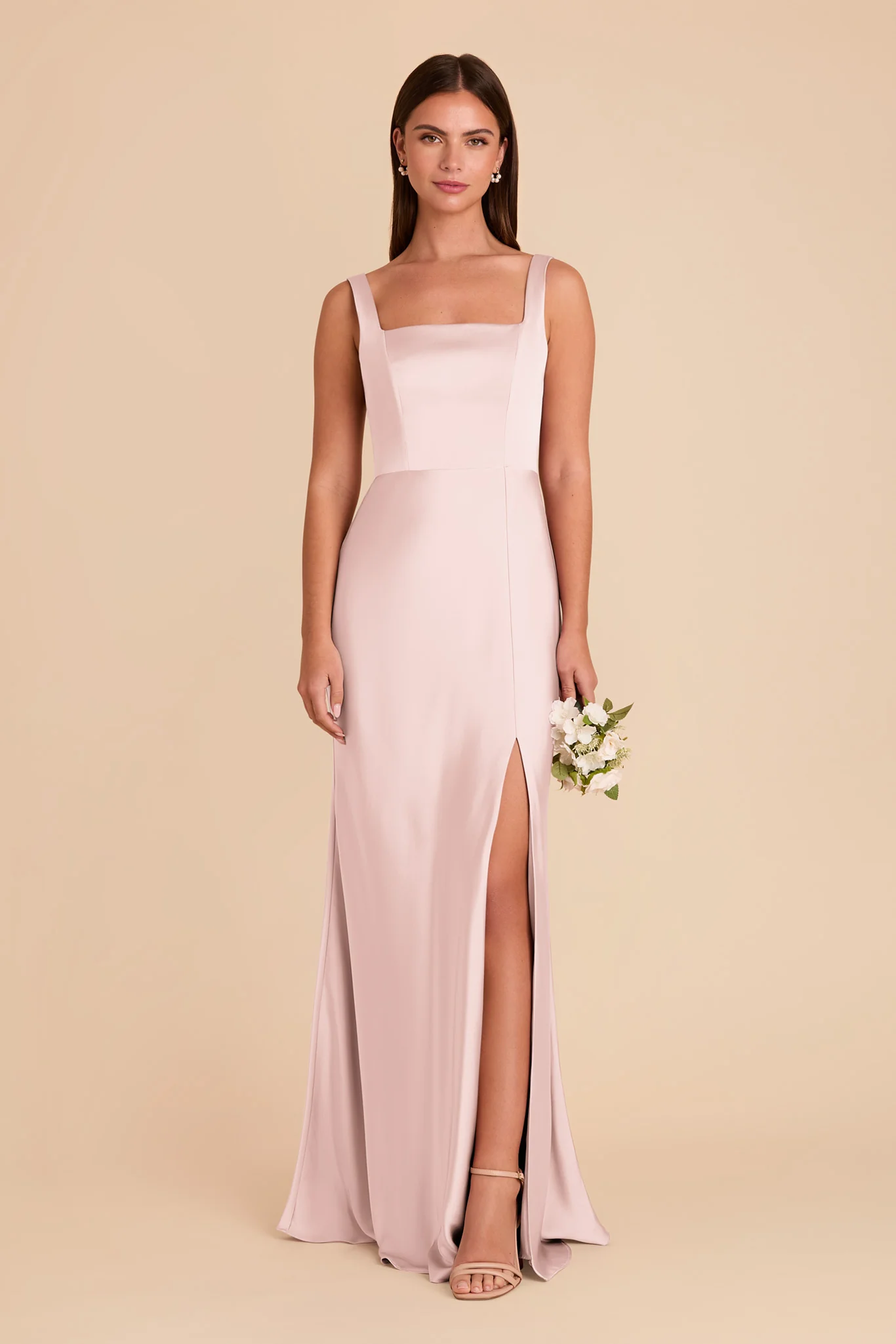Alex Matte Satin Dress - Pale Blush - Image 3