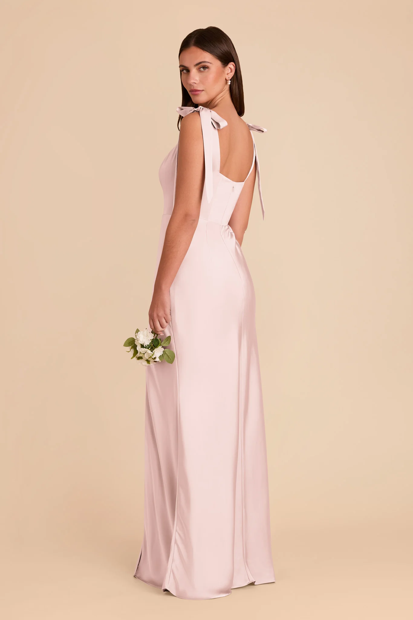 Alex Matte Satin Dress - Pale Blush - Image 4