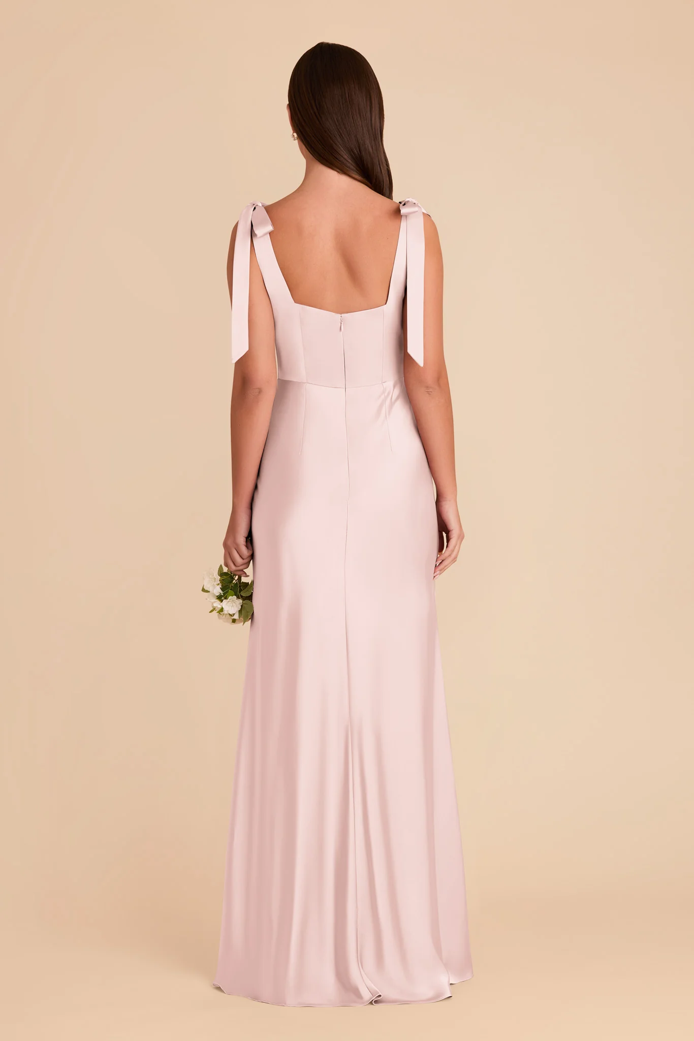 Alex Matte Satin Dress - Pale Blush - Image 5