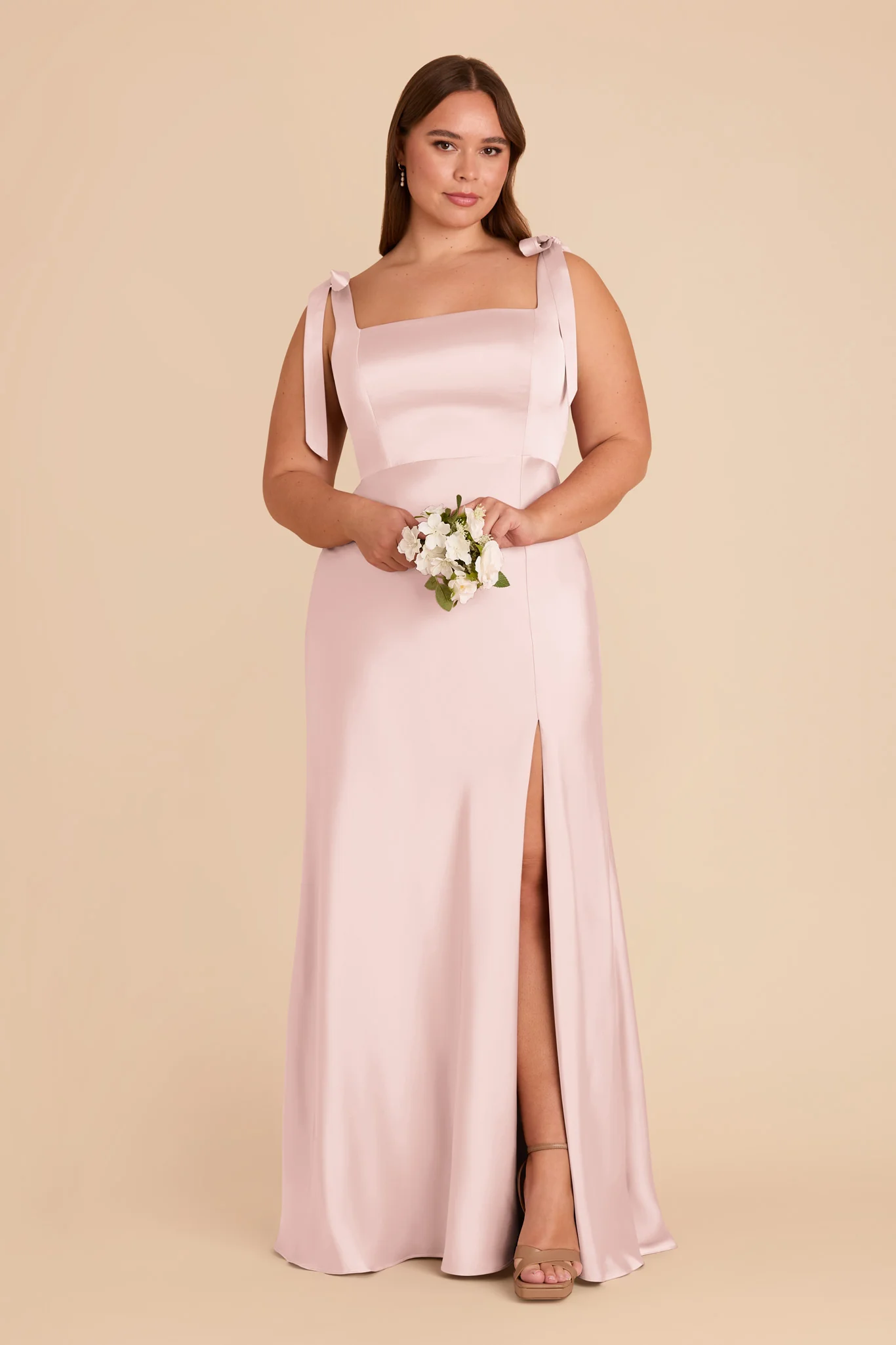Alex Matte Satin Dress - Pale Blush - Image 6