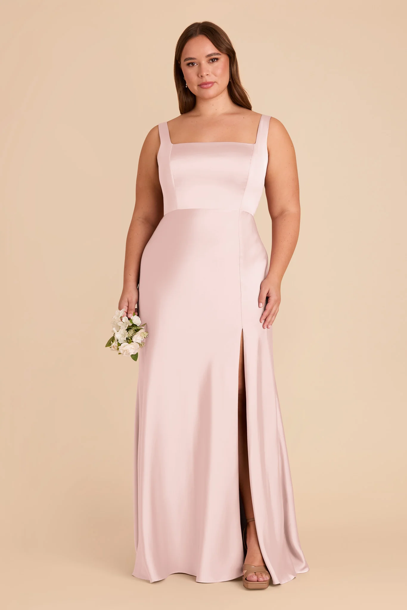 Alex Matte Satin Dress - Pale Blush - Image 7