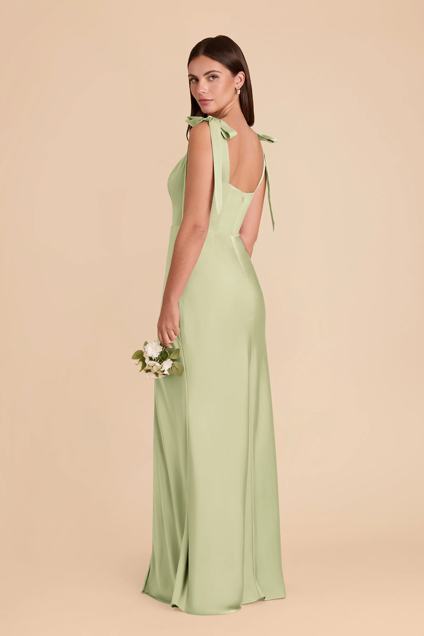 Alex Matte Satin Dress - Pale Pistachio - Image 4