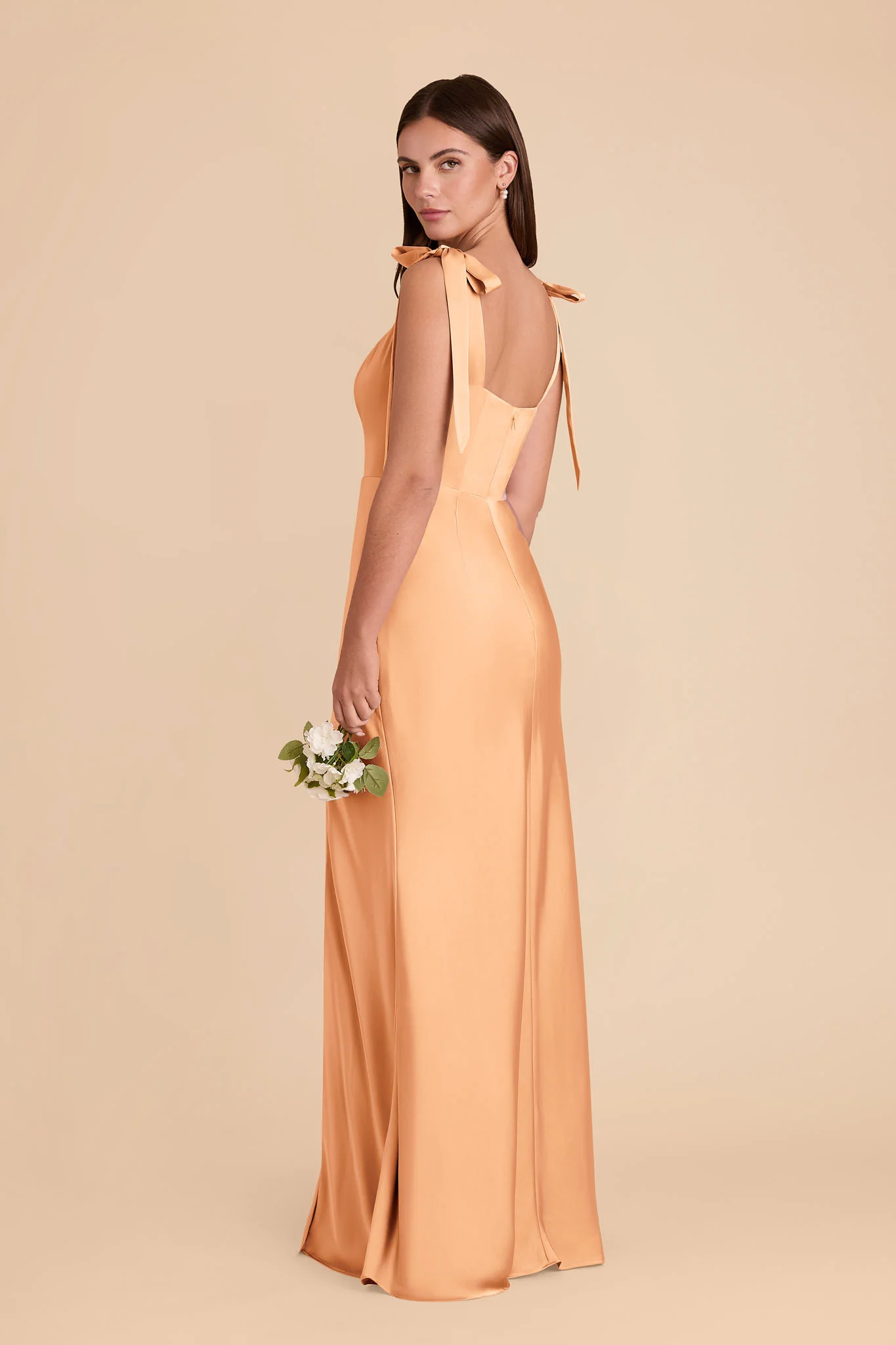 Alex Matte Satin Dress - Peach - Image 4