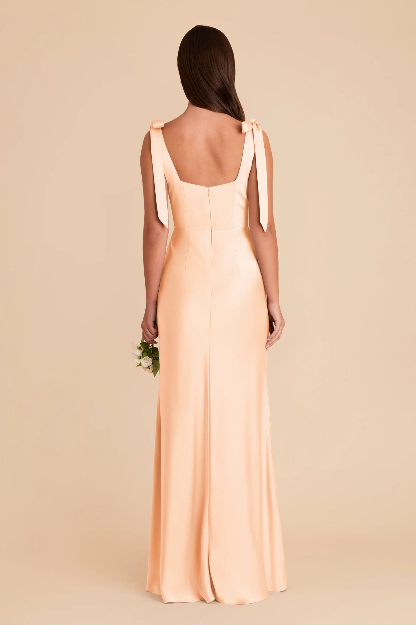 Alex Matte Satin Dress - Peach Cream - Image 6