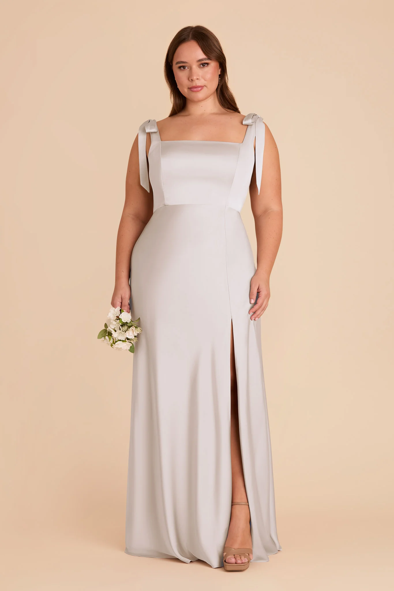 Alex Matte Satin Dress - Platinum - Image 2