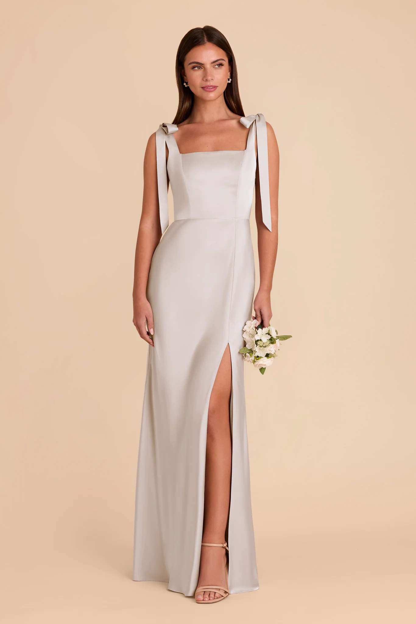 Alex Matte Satin Dress - Platinum - Image 3