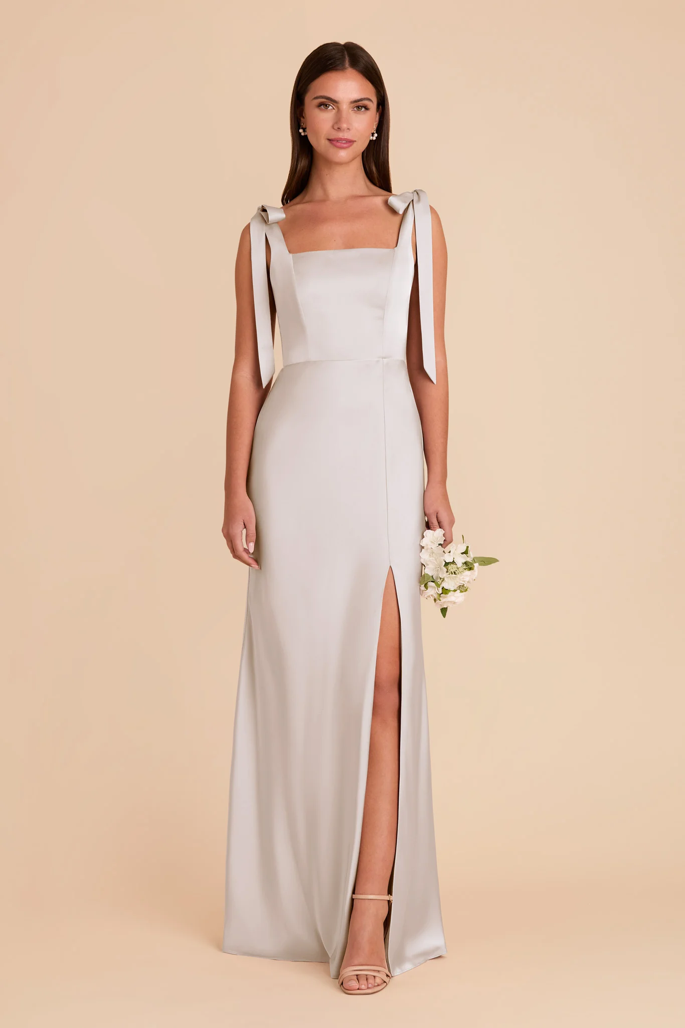 Alex Matte Satin Dress - Platinum - Image 4