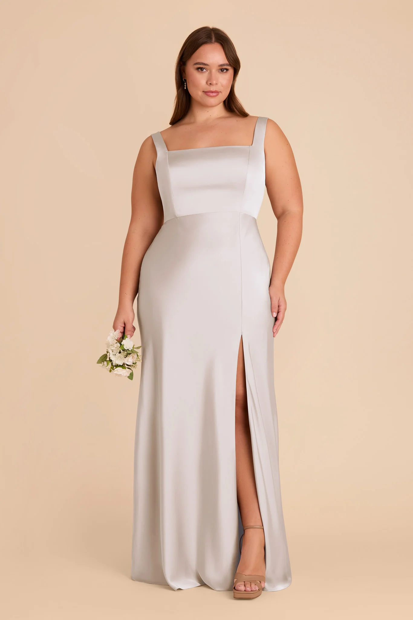 Alex Matte Satin Dress - Platinum - Image 7