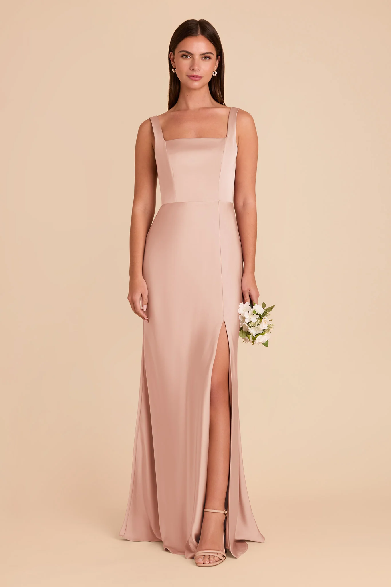Alex Matte Satin Dress - Rose Gold - Image 3