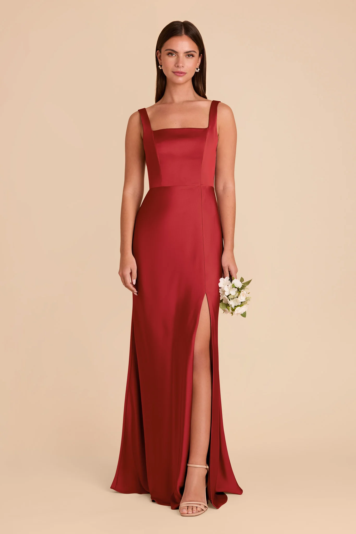 Alex Matte Satin Dress - Ruby Red