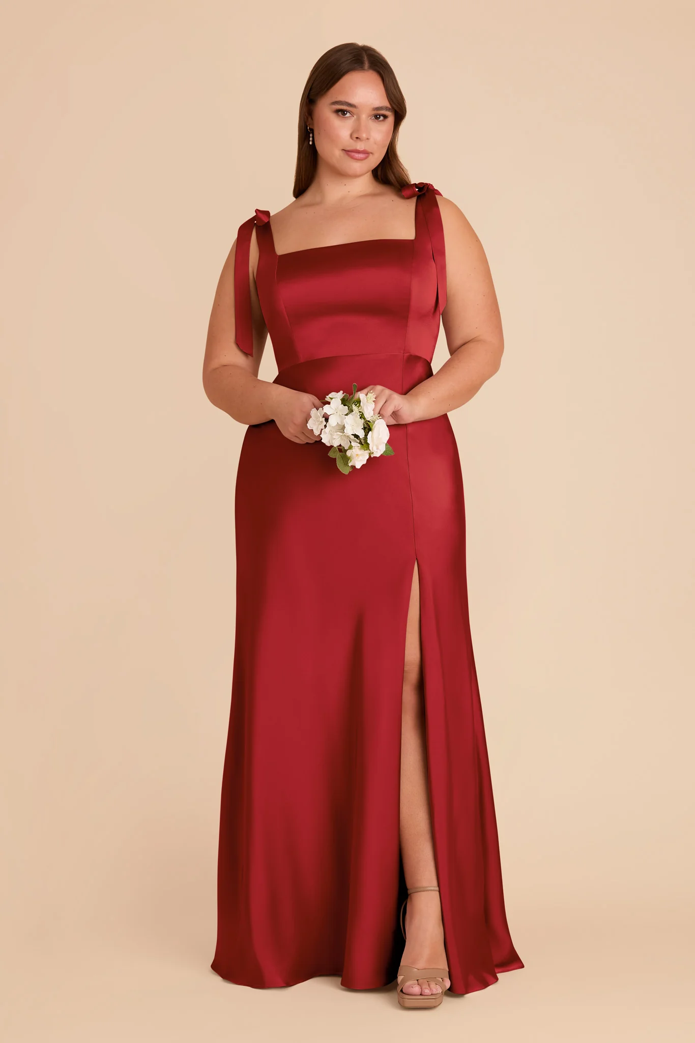 Alex Matte Satin Dress - Ruby Red - Image 2