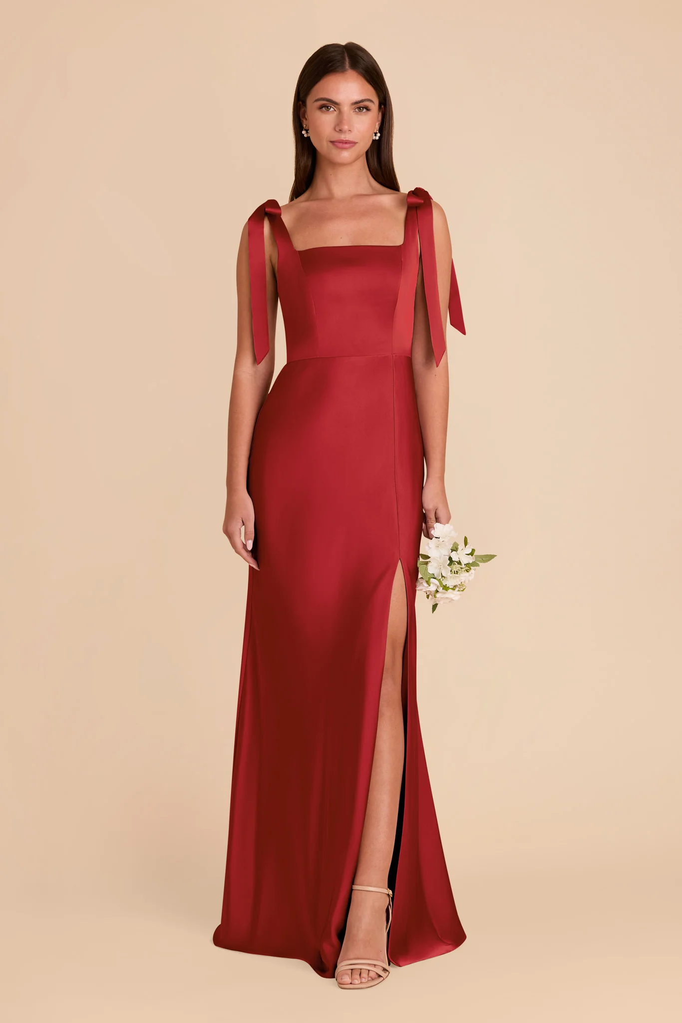 Alex Matte Satin Dress - Ruby Red - Image 3