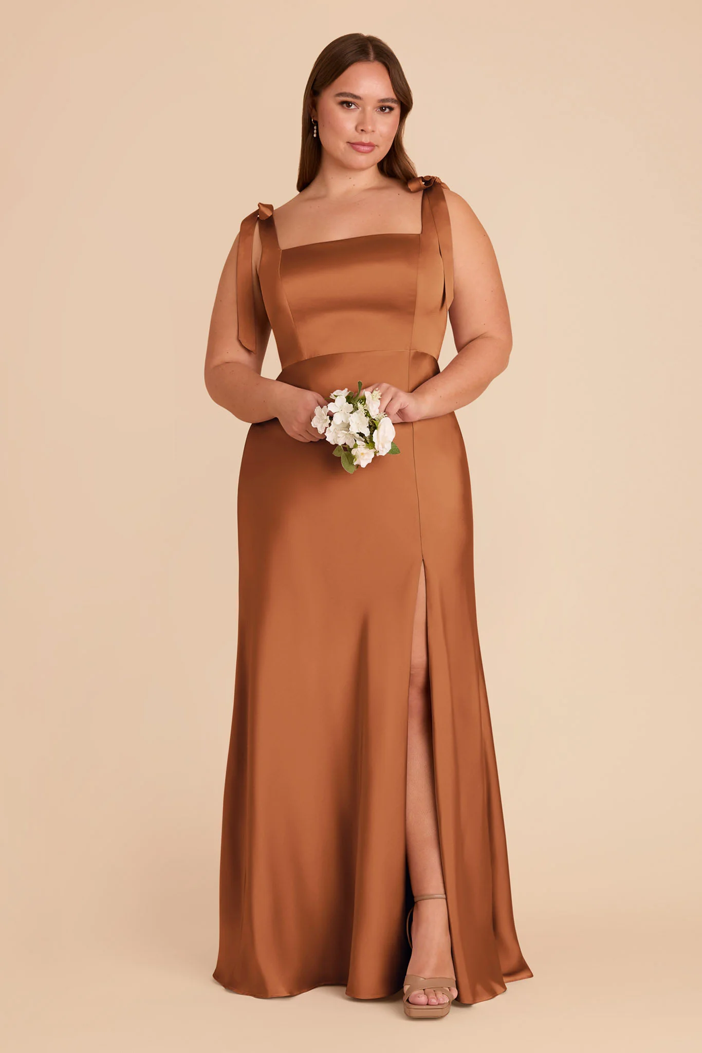Alex Matte Satin Dress - Rust - Image 2