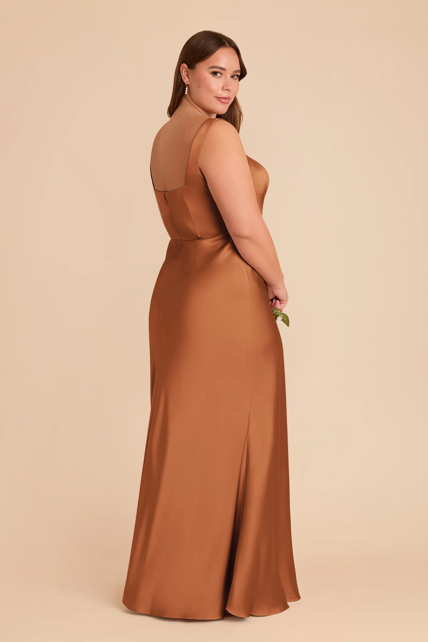 Alex Matte Satin Dress - Rust - Image 8