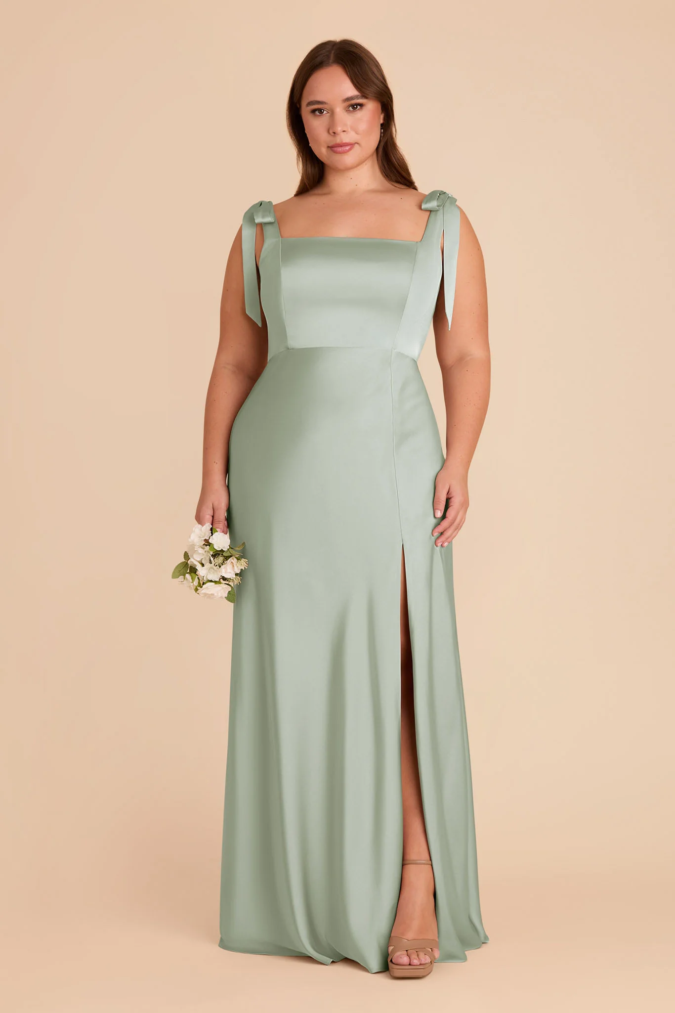 Alex Matte Satin Dress - Sage - Image 8
