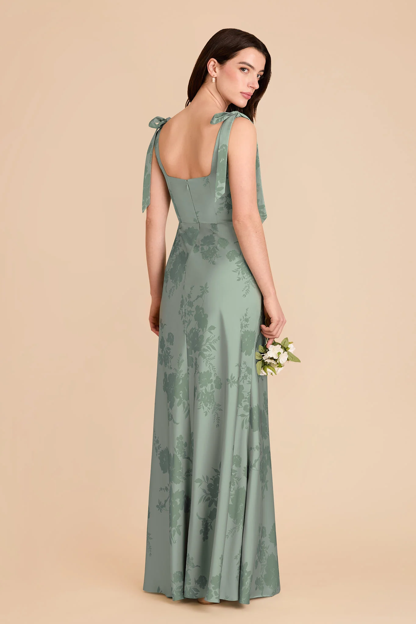 Alex Matte Satin Dress - Sage Whimsical Blooms - Image 4