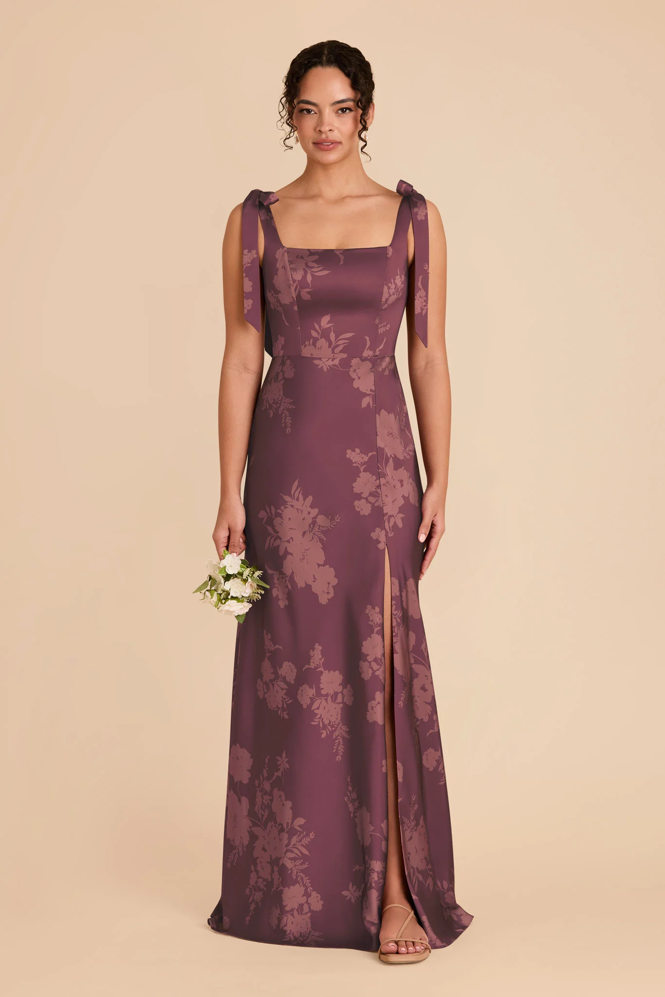 Alex Matte Satin Dress - Sangria Whimsical Blooms