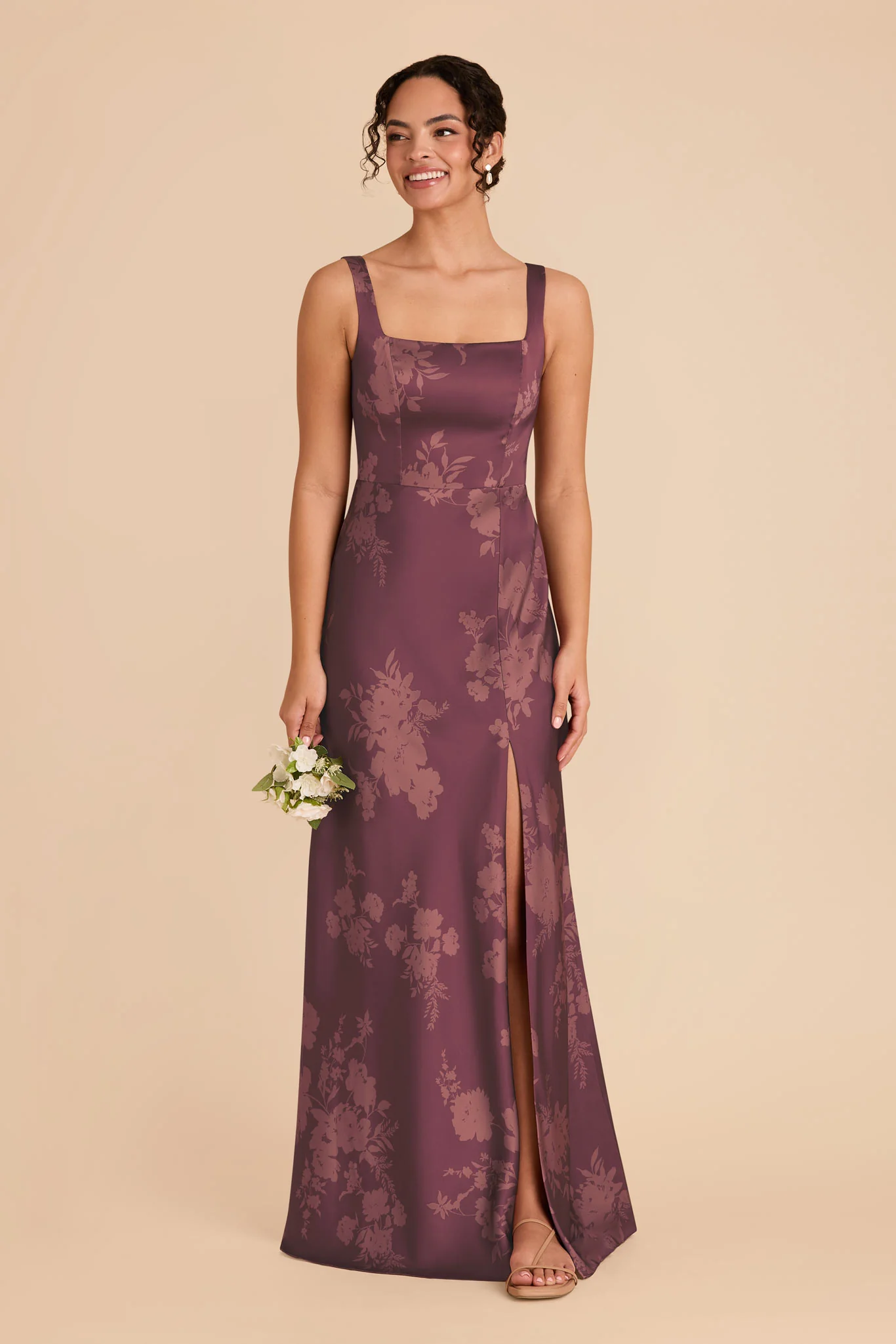 Alex Matte Satin Dress - Sangria Whimsical Blooms - Image 2