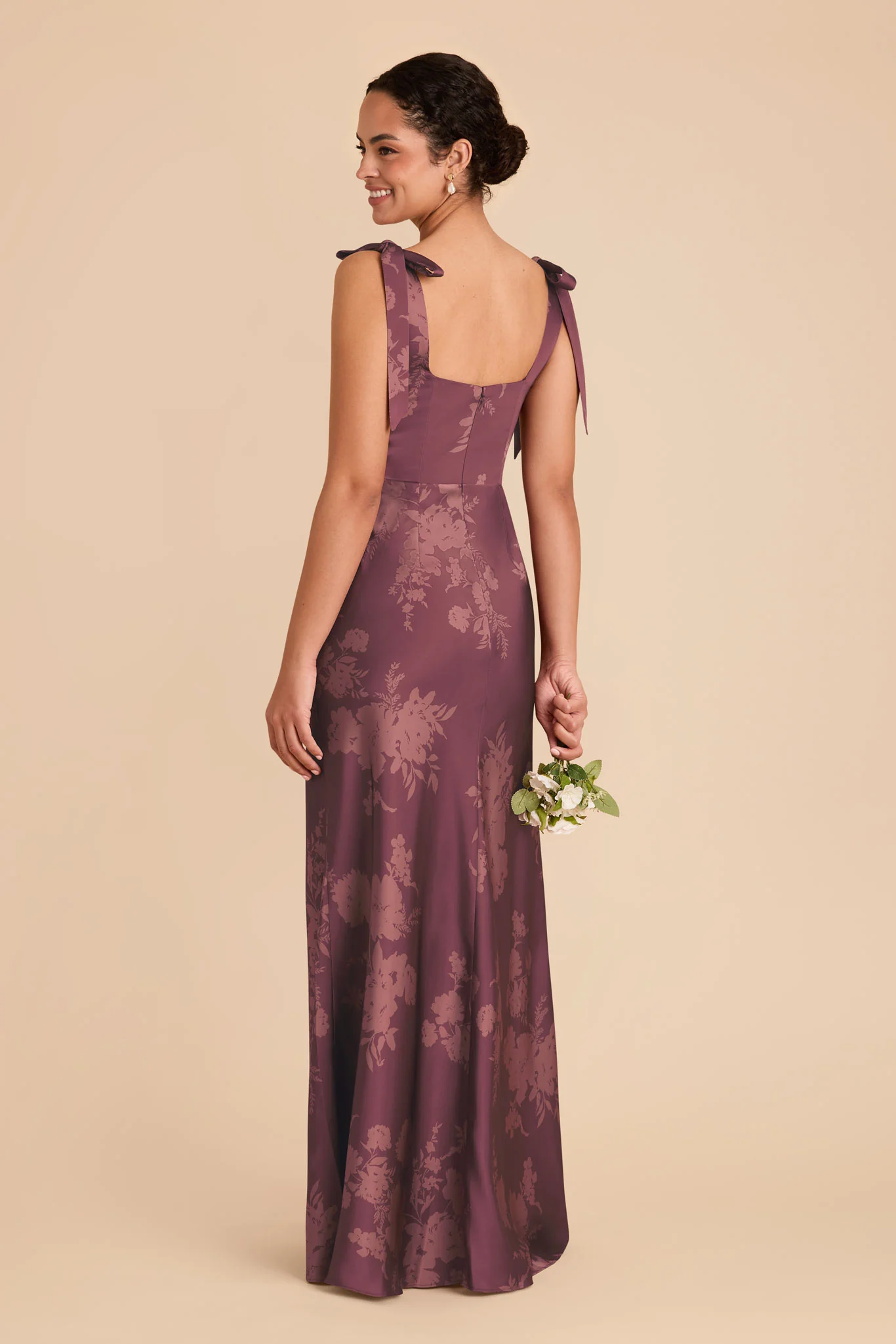 Alex Matte Satin Dress - Sangria Whimsical Blooms - Image 3