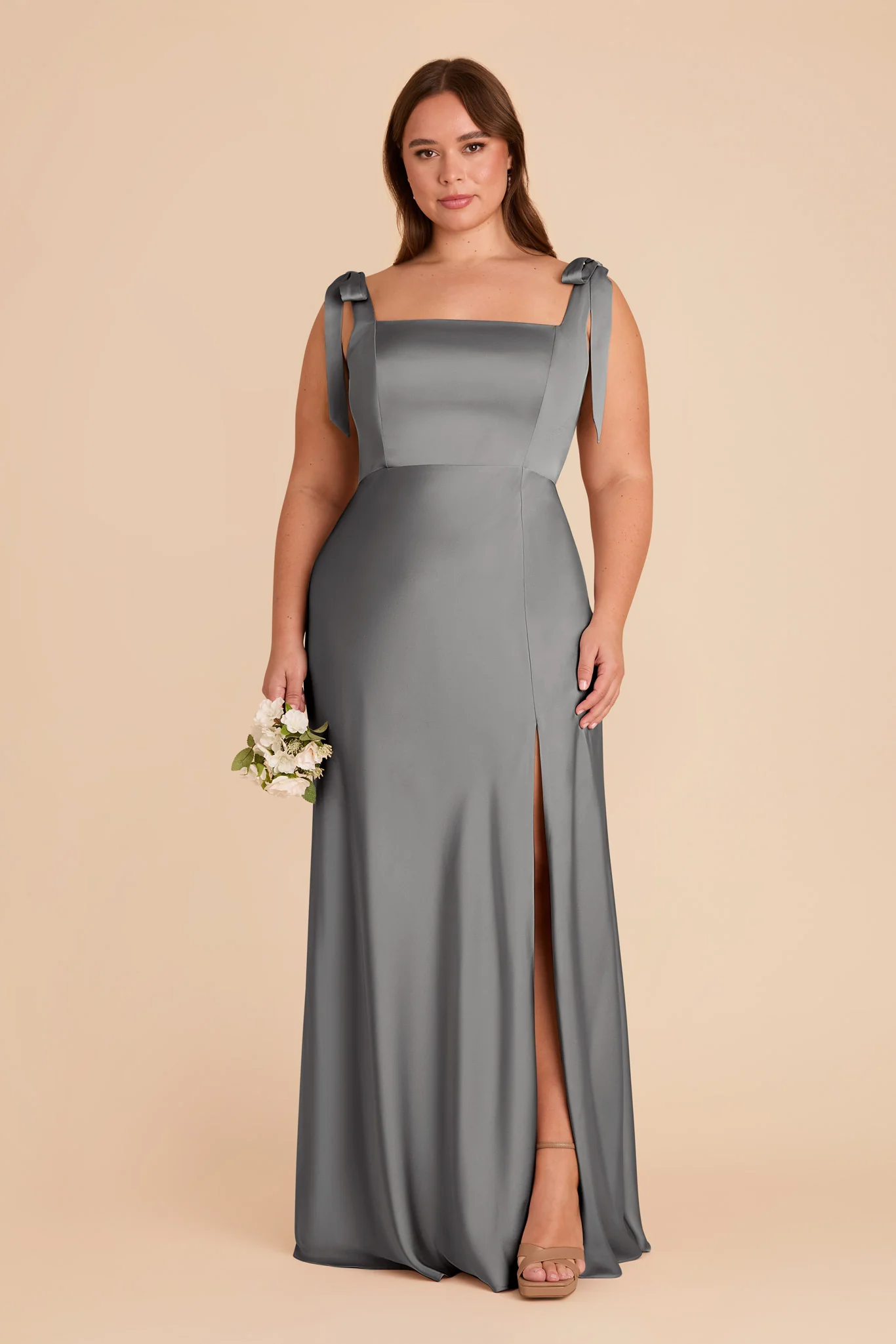 Alex Matte Satin Dress - Silver - Image 7