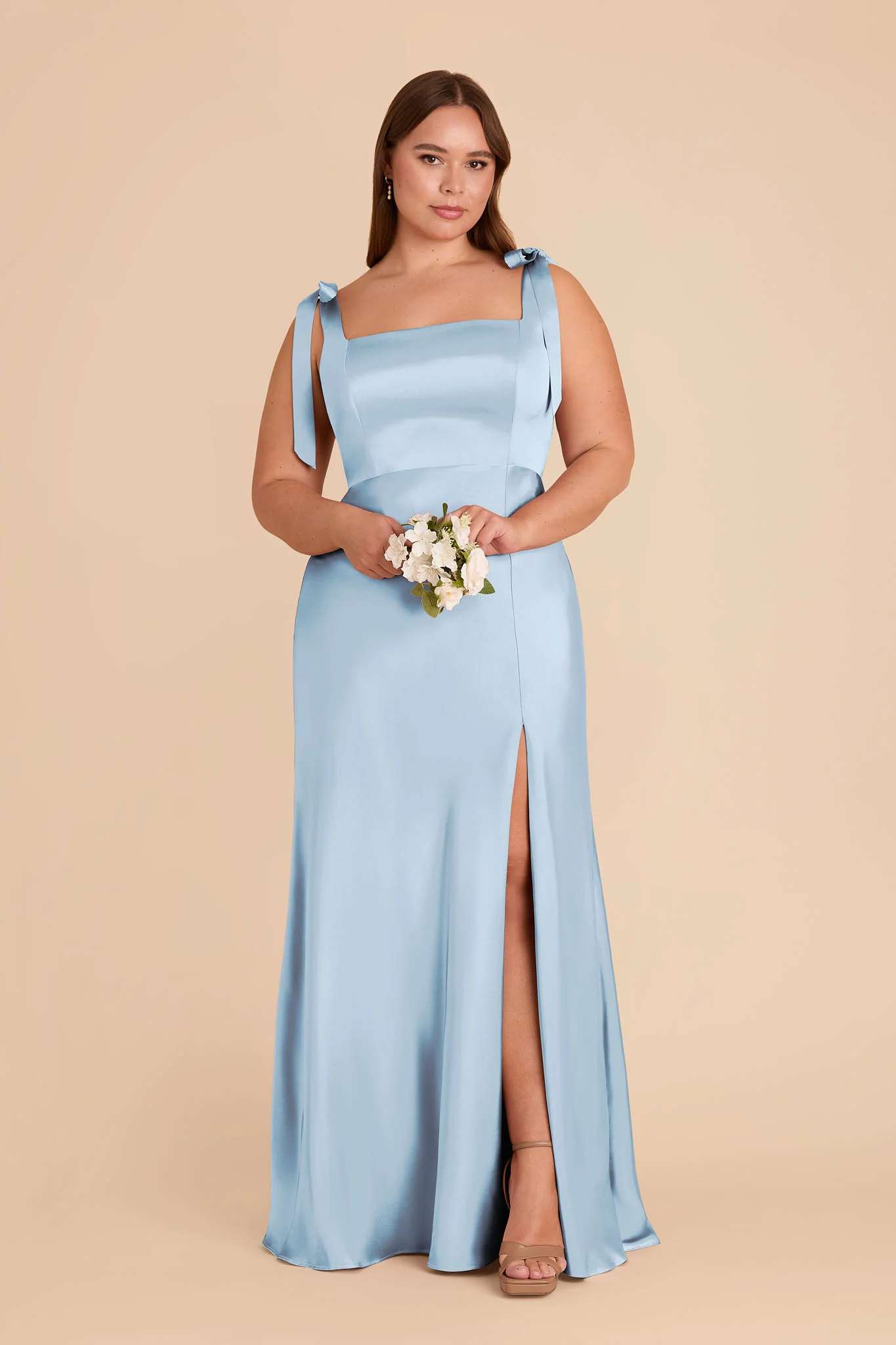 Alex Matte Satin Dress - Sky Blue - Image 2