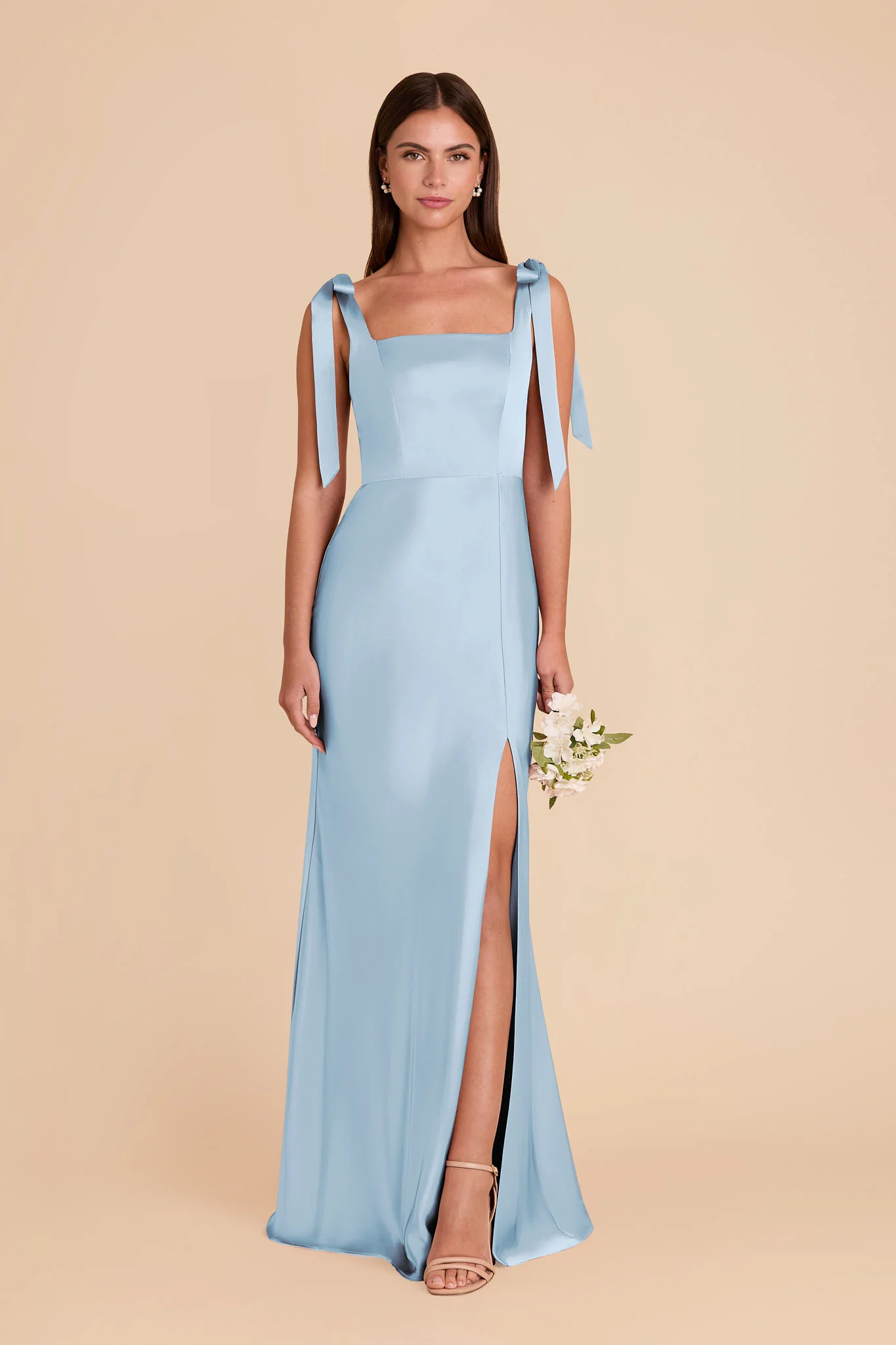 Alex Matte Satin Dress - Sky Blue - Image 3