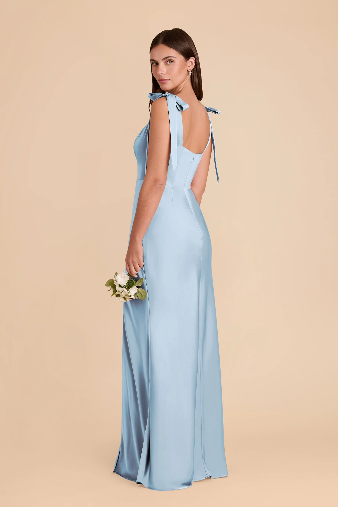 Alex Matte Satin Dress - Sky Blue - Image 4