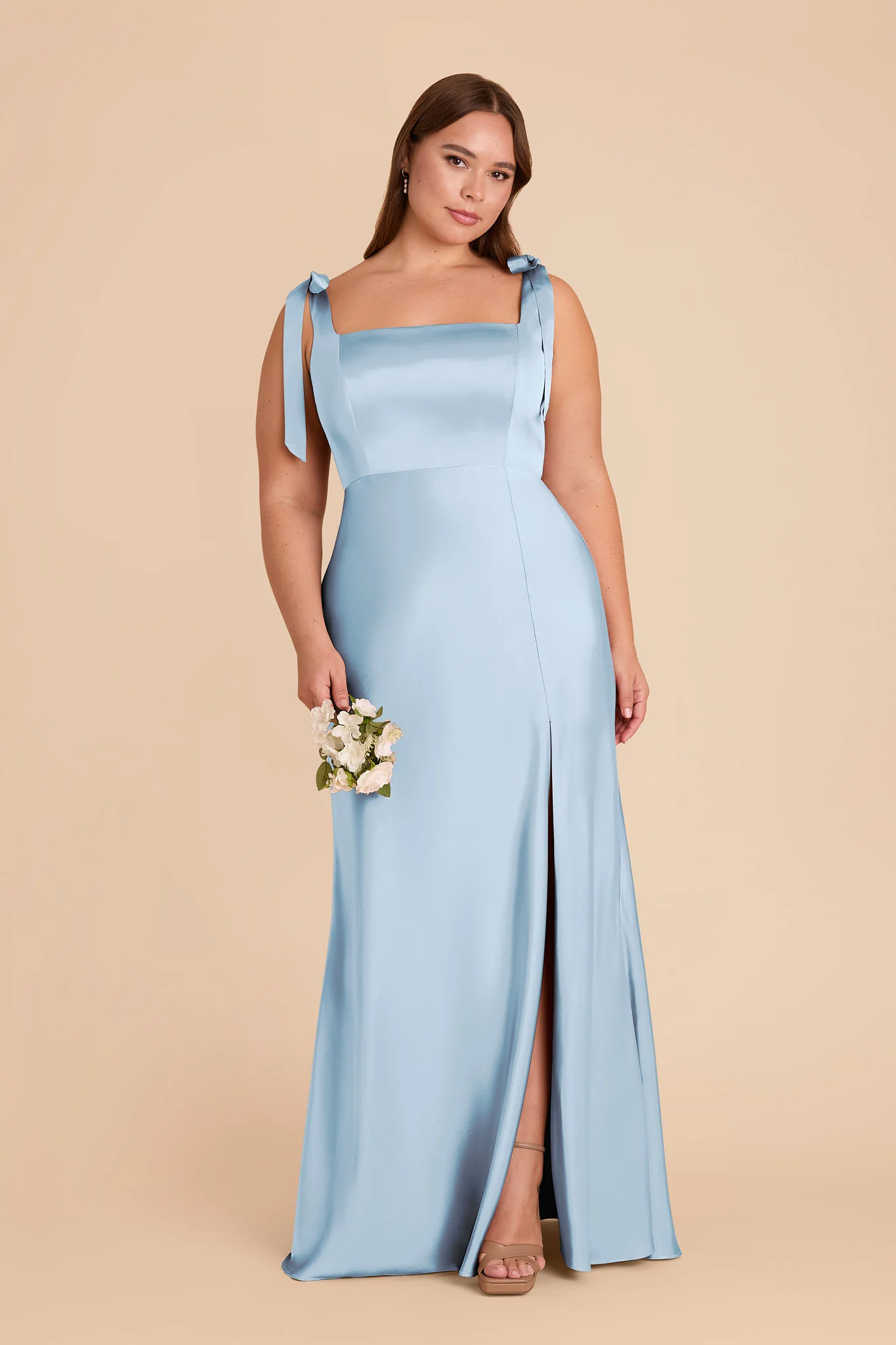 Alex Matte Satin Dress - Sky Blue - Image 6